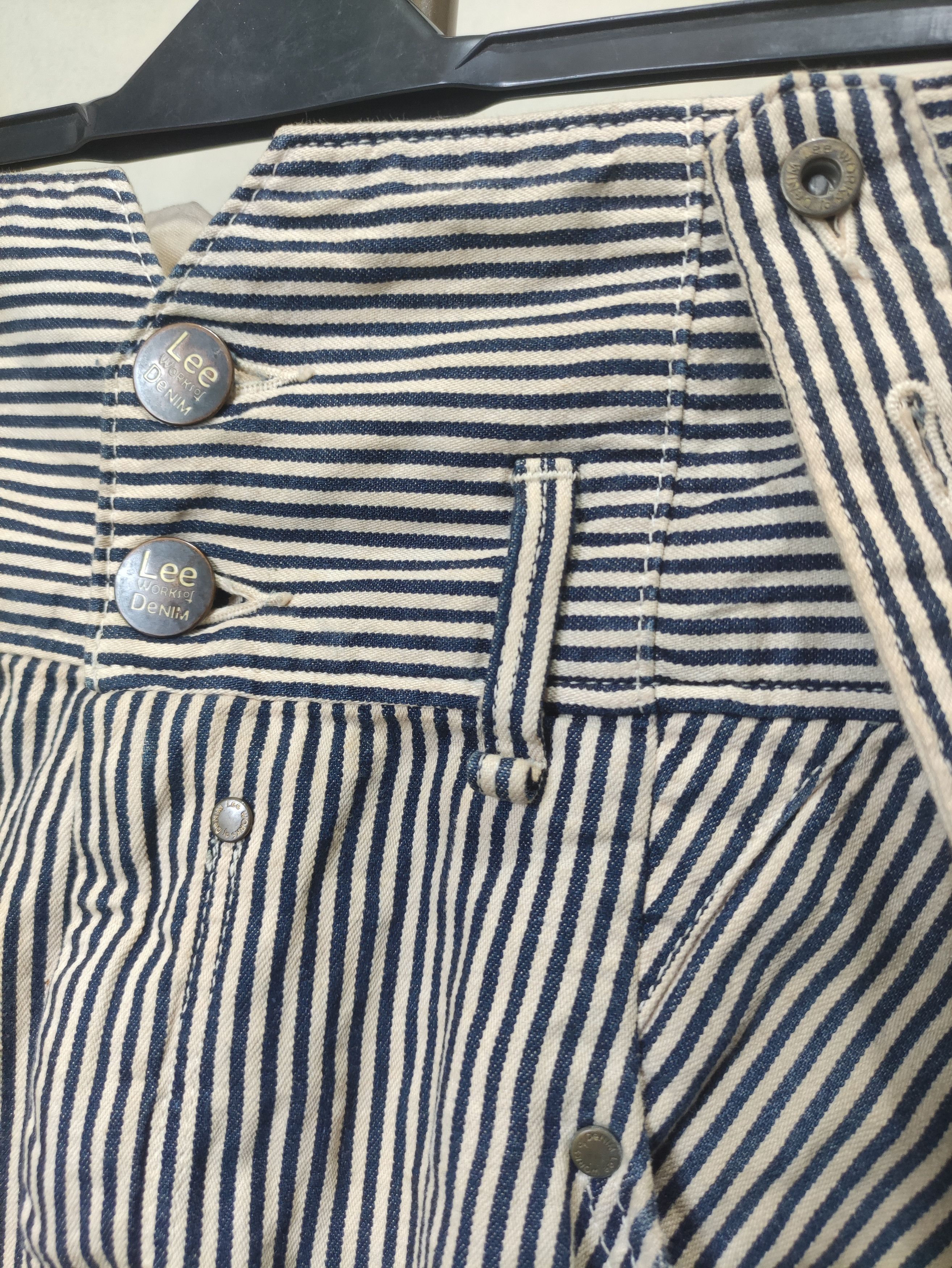 image of Japanese Lee Hickory Stripe Overalls Railroad Style in Blue White, Men's (Size 33)