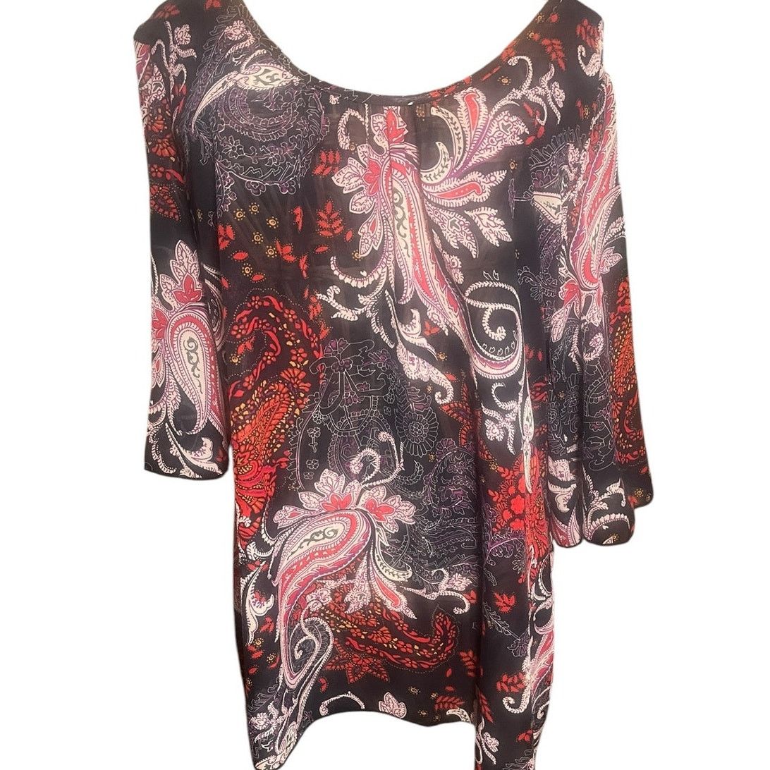 Other Sweet Candy Semi Sheer Paisley Blouse NWT Size 2X Size XXL / US 16-18 / IT 52-54 - 2 Thumbnail