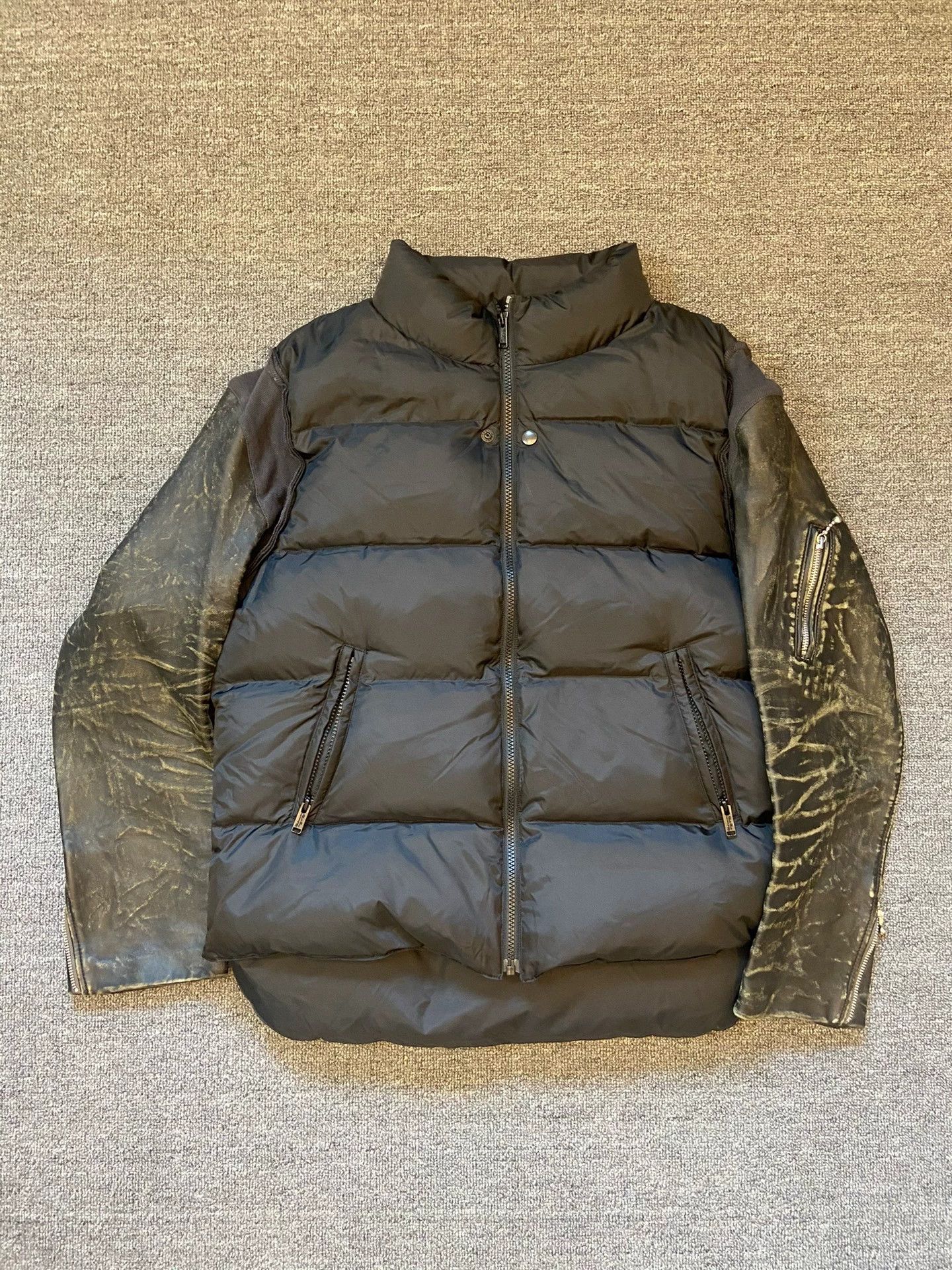 Undercover undercover leather sleeve down jacket | Grailed