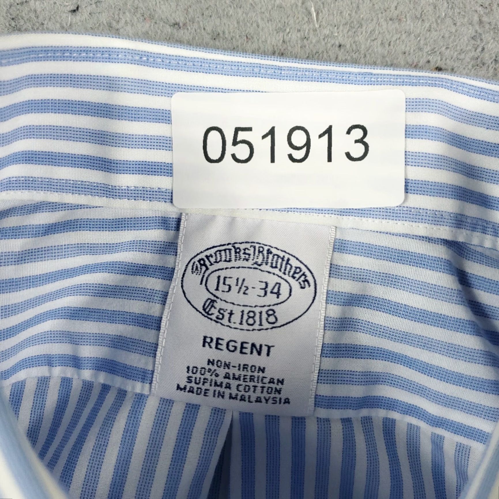 Brooks Brothers VINTAGE Brooks Brothers Dress Shirt Men 15.5 Blue Striped Cotton Long Sleeve Business Casual Formal Size 40R - 7 Thumbnail