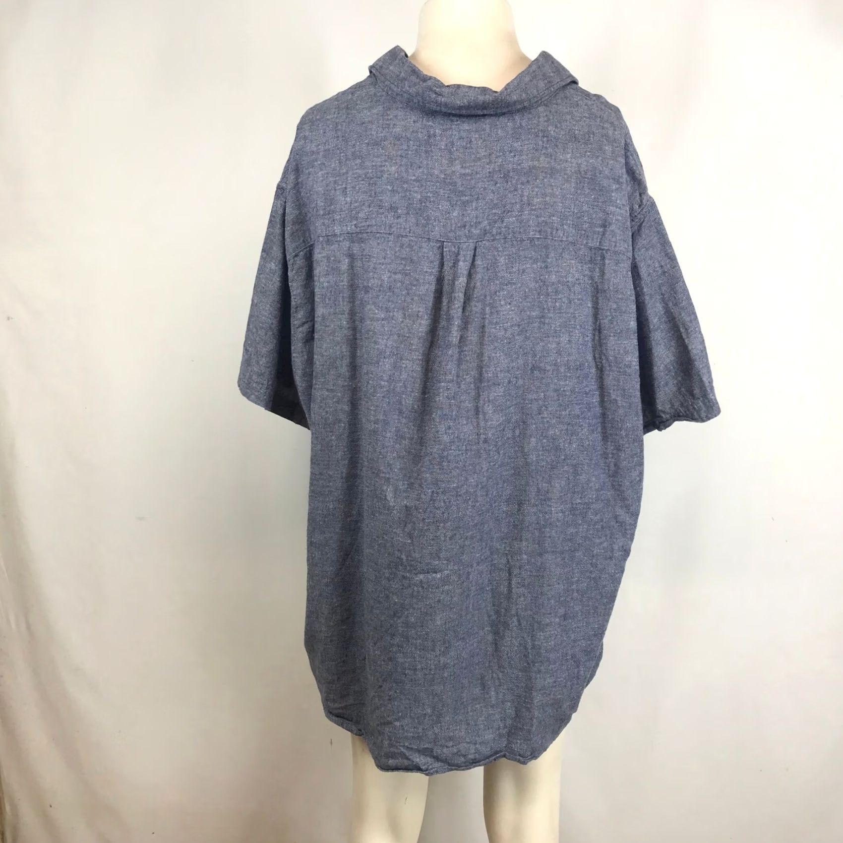 Vintage Even Tide Shirt Mens 3XL Blue Cotton Linen Short Sleeve Button-Up Regular Fit Size US XXL / EU 58 / 5 - 5 Thumbnail