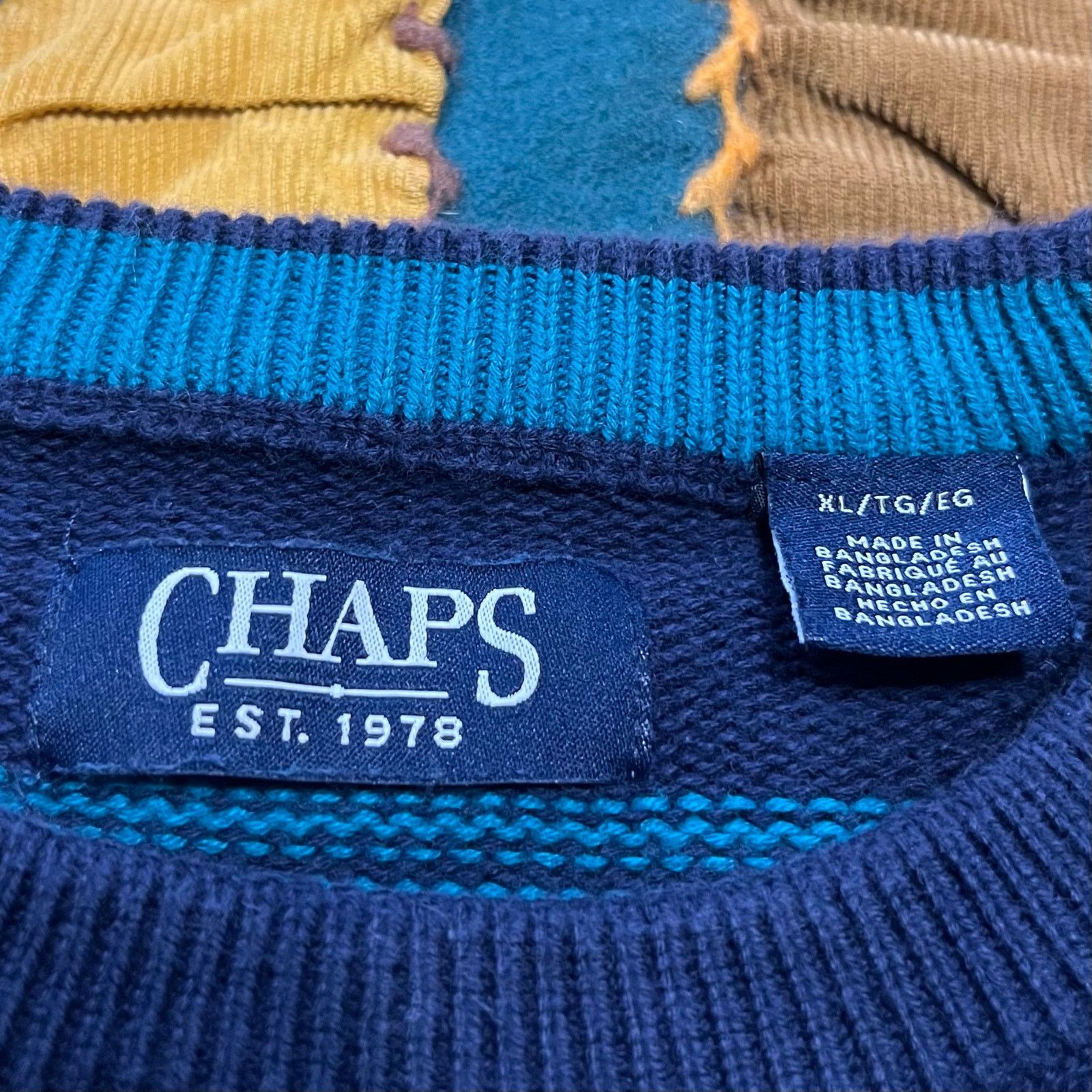 Chaps Chaps Navy Blue and Turquoise Striped Sweater Large / XL Size US XL / EU 56 / 4 - 3 Thumbnail