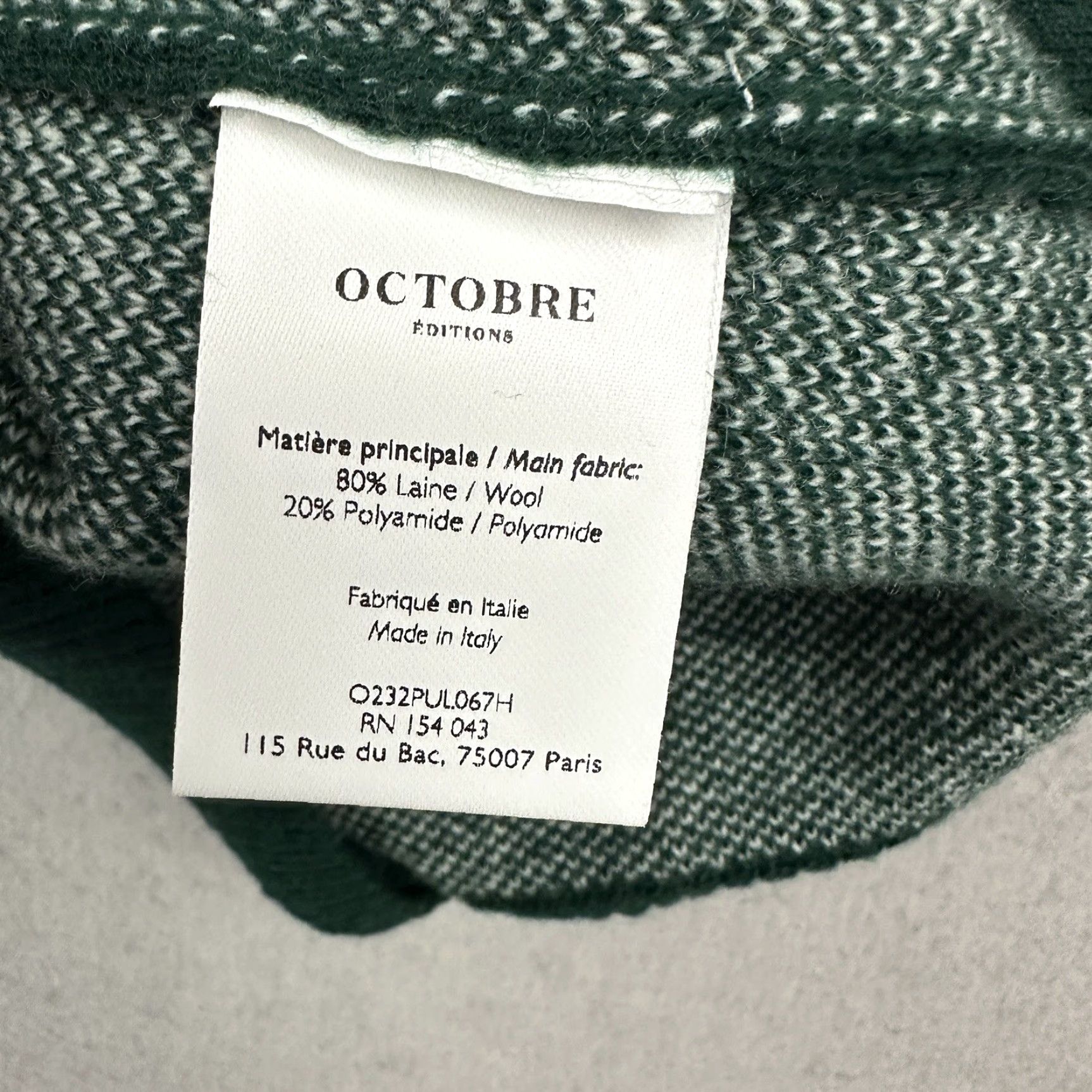 Vintage VINTAGE Octobre Éditions Sweater Men Large Green White Stripe Wool Blend Pullover Crew L Size US L / EU 52-54 / 3 - 7 Thumbnail