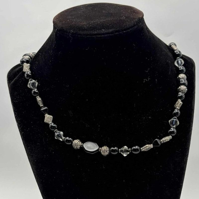 Other Silver & Black Beaded Necklace Size ONE SIZE - 2 Thumbnail