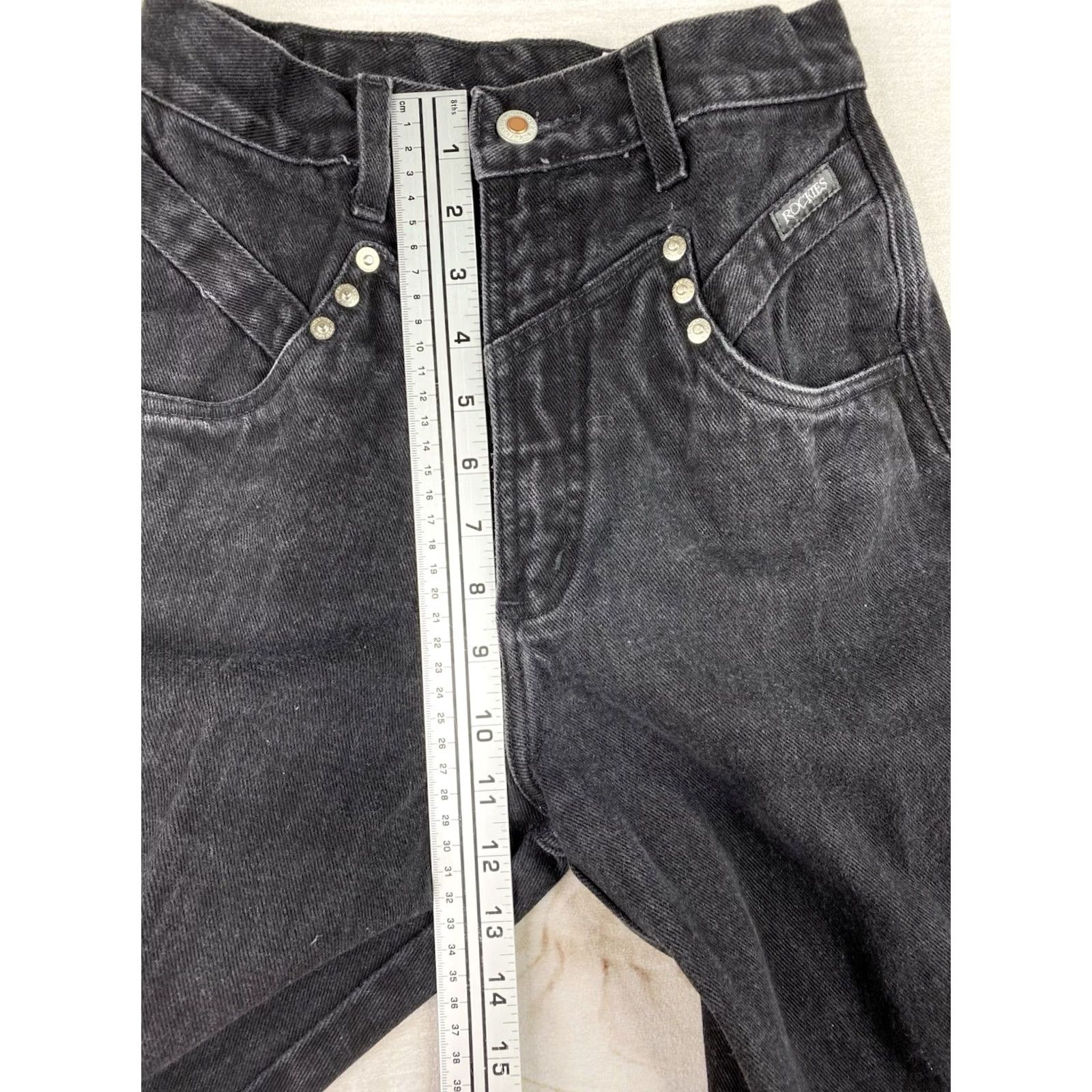 Vintage Vtg Rockies Jeans Womens 26/3 Black Rivets Bareback Riding High Rise Cowgirl 90s Size 26" / US 2 / IT 38 - 7 Thumbnail