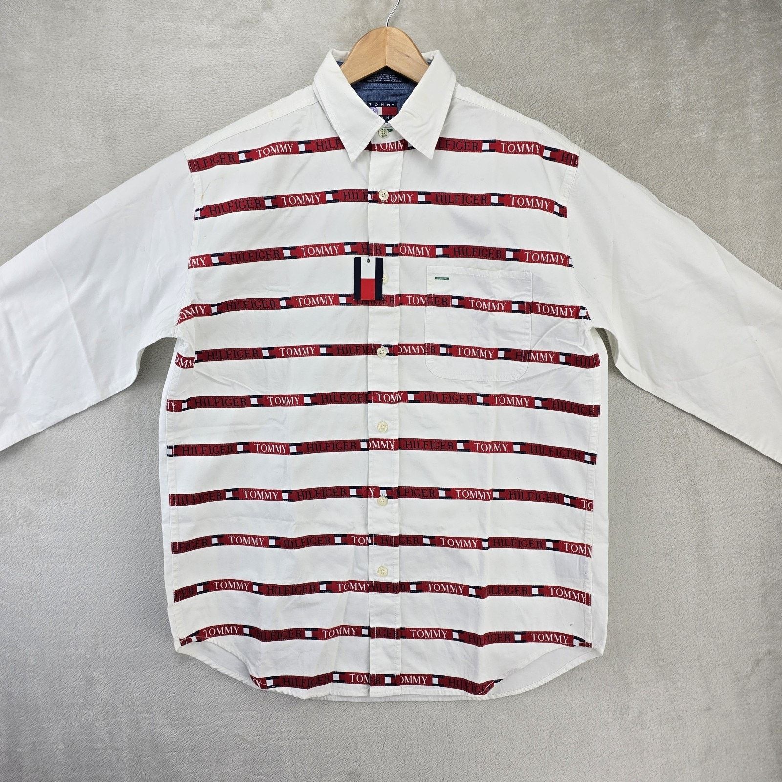 Tommy Hilfiger Vtg Tommy Hilfiger Stripe Button Up Shirt Medium Y2K *FLAWS* Size US M / EU 48-50 / 2 - 3 Thumbnail