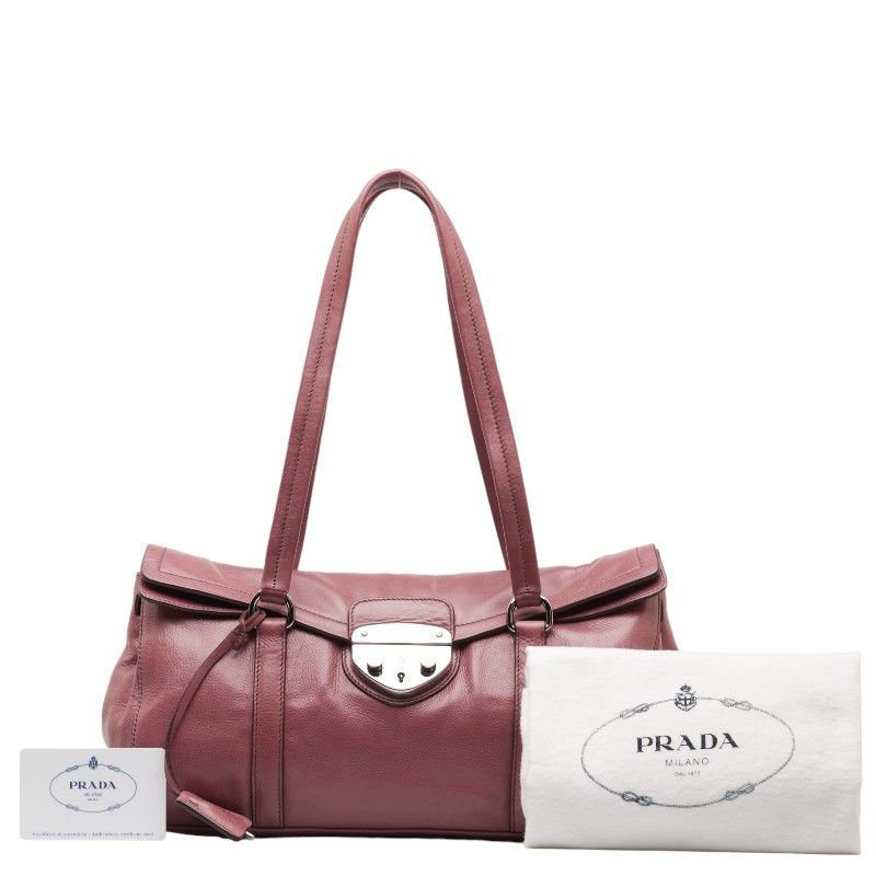 image of Prada Leather City Easy Bag in Pink, Women's
