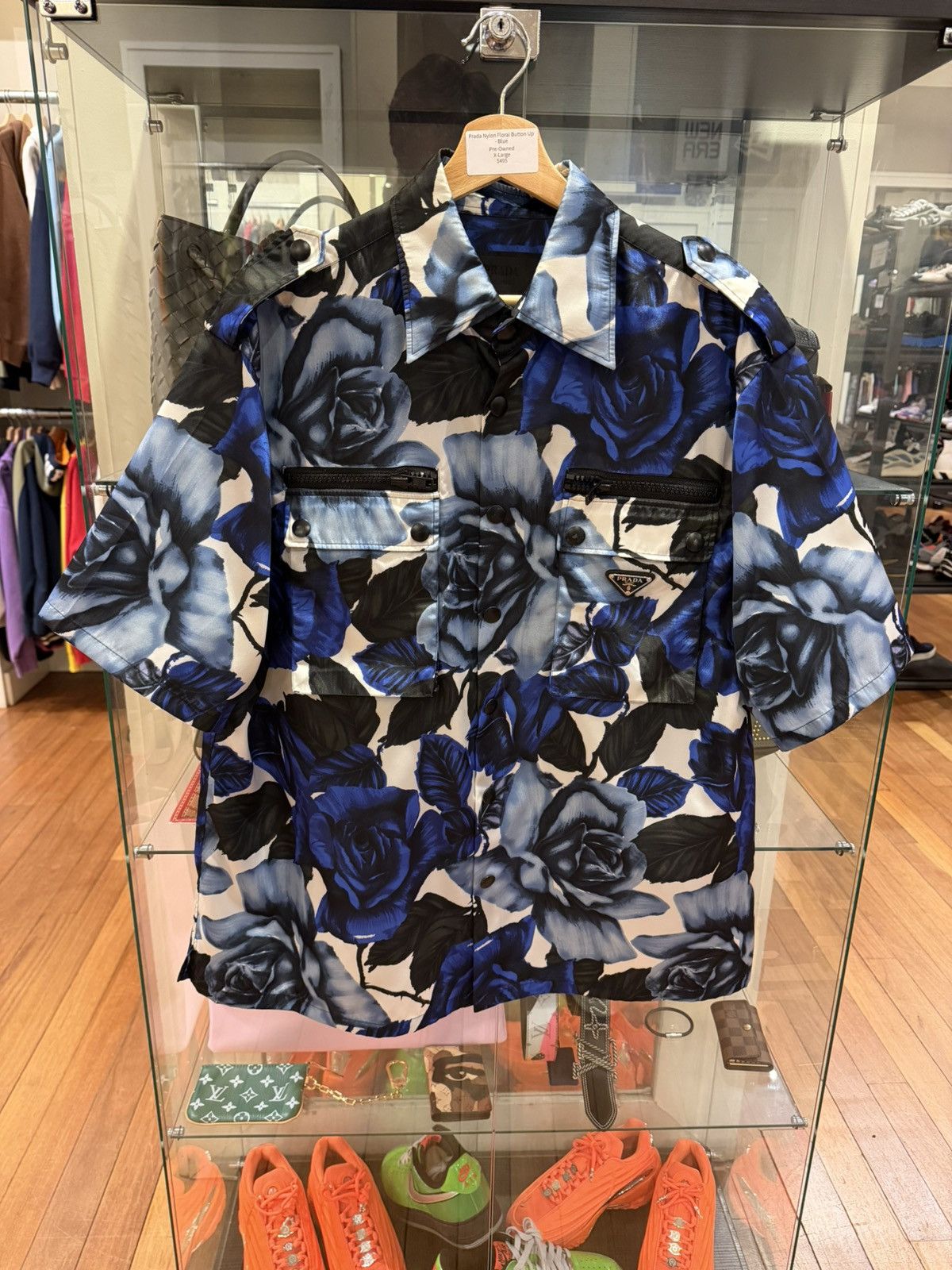 Prada Prada Nylon Floral Button Up - Blue Size US XL / EU 56 / 4 - 1 Thumbnail