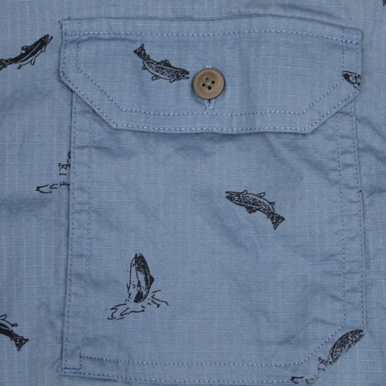 Croft & Barrow Croft & Barrow Quick-Dry AOP Shirt Mens XL Blue Fish Print L/S Button-Up Size US XL / EU 56 / 4 - 6 Thumbnail