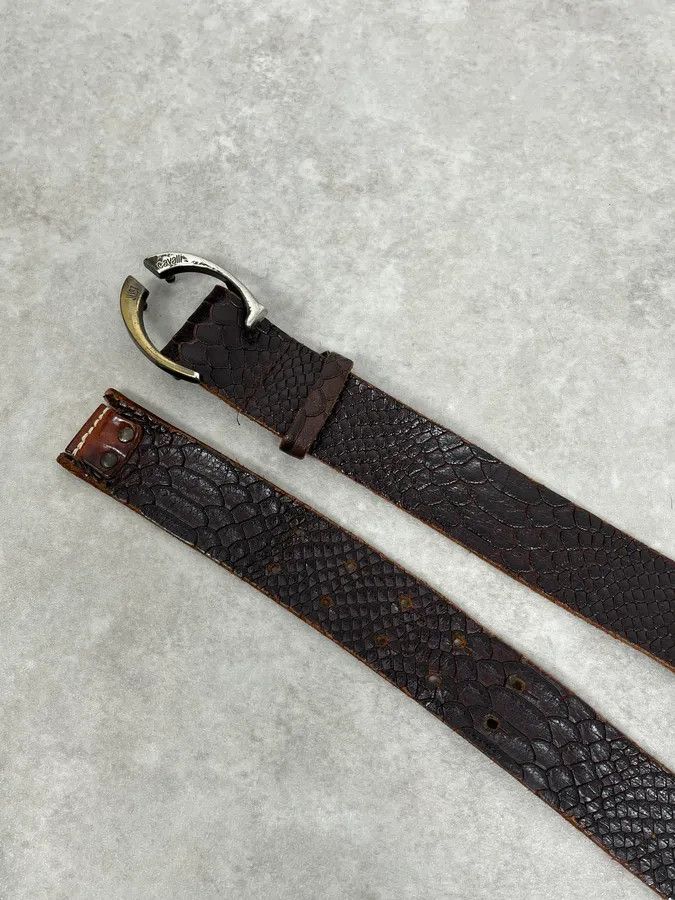 Just Cavalli 2000s Cavalli Brown Python Embossed Leather Belt Size ONE SIZE - 3 Thumbnail