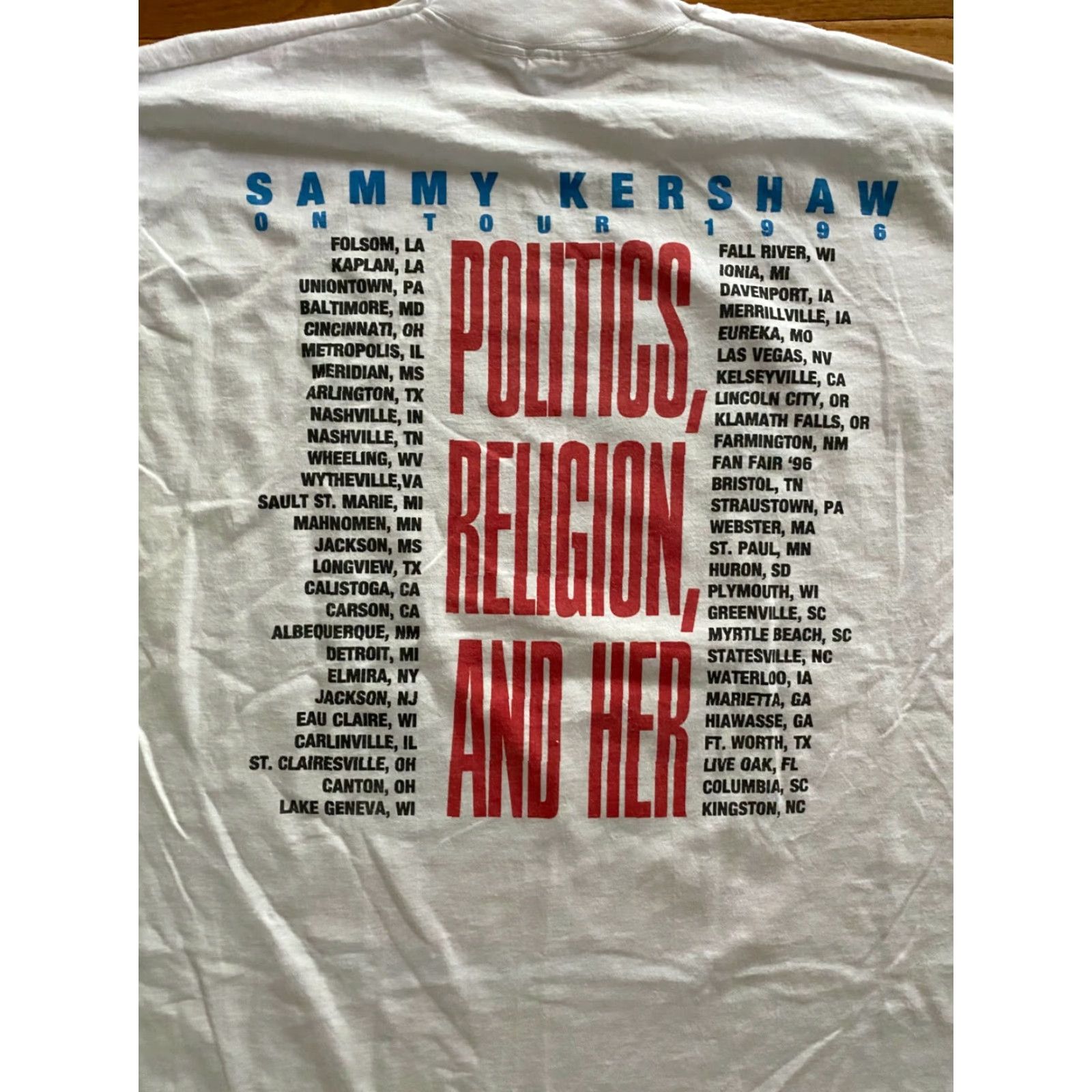 Fruit Of The Loom VINTAGE Sammy Kershaw Politics Religion & Her T Shirt Mens XL Black Crew Neck Short Sleeve 100% Cotton Fruit of the Loom Size US XL / EU 56 / 4 - 6 Thumbnail