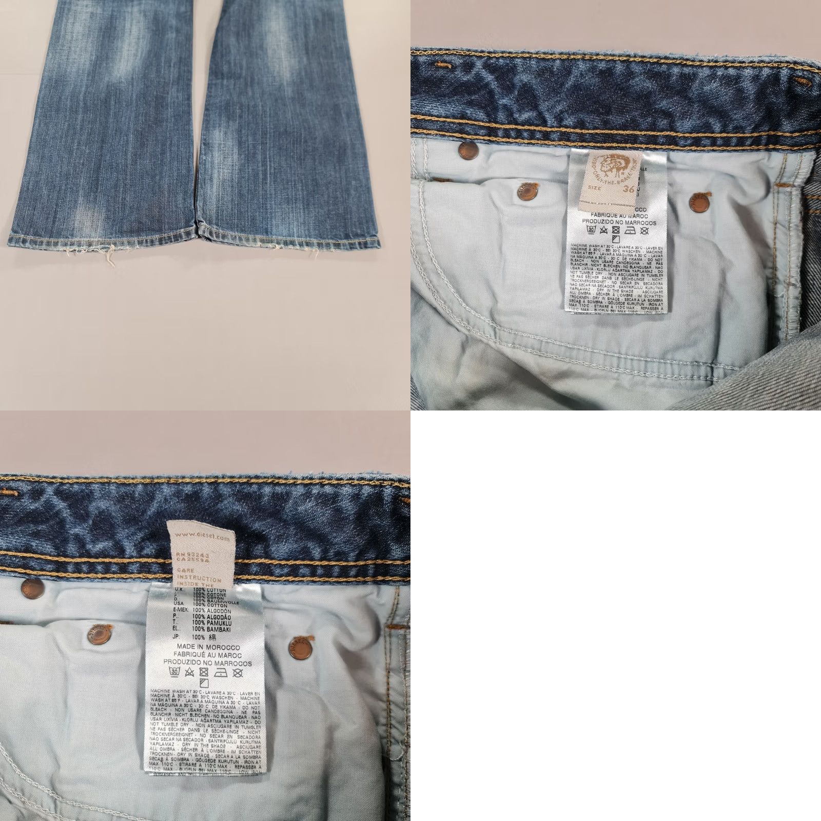Diesel Diesel Jeans Mens W36 L32 Blue Regular Bootcut Denim Size US 36 / EU 52 - 9 Thumbnail