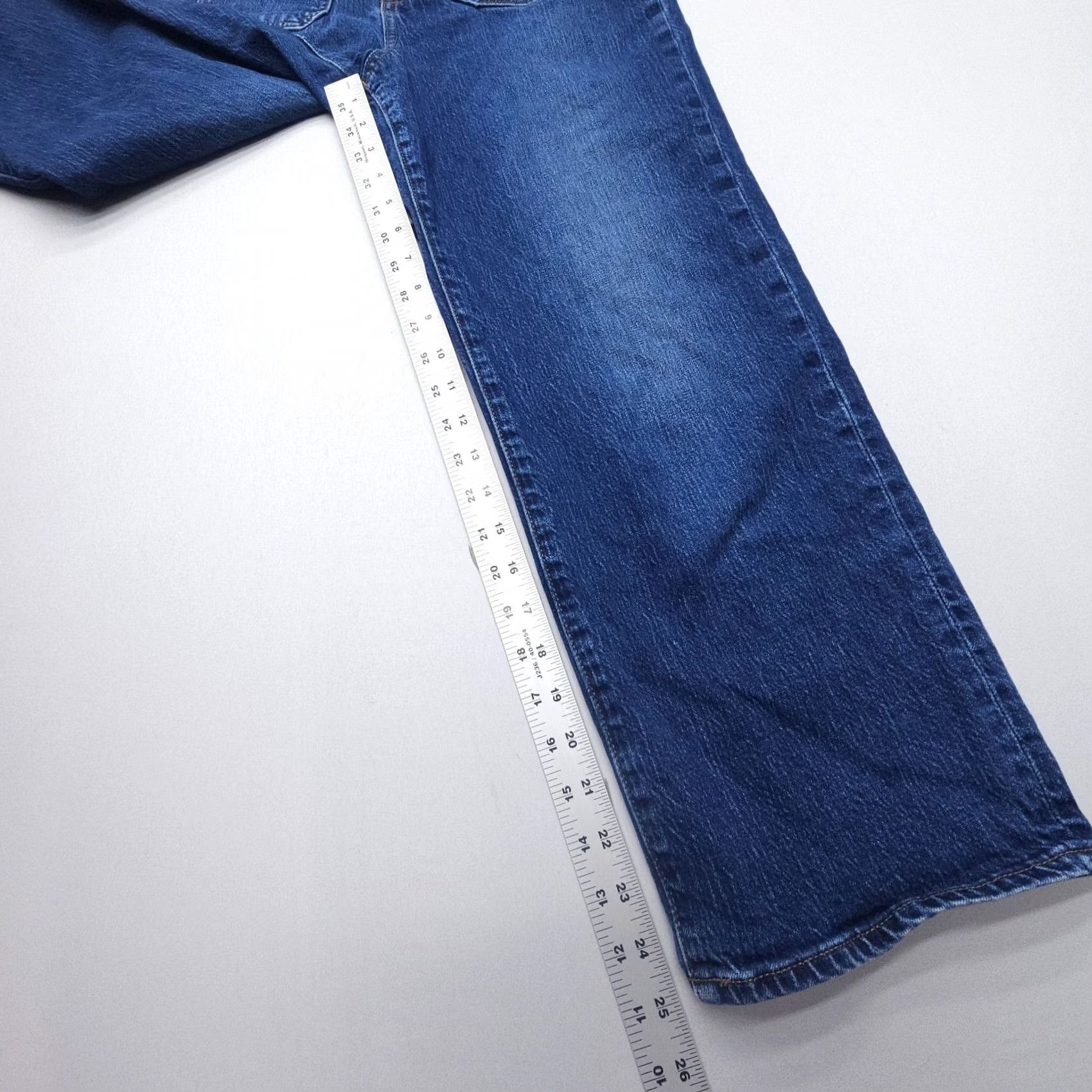 J.Crew J.CREW Jeans Wide Leg High Rise Dark Wash 27 Solid Blue 5-Pocket Denim Crop Regular Rise Womens Jeans Size 27" / US 4 / IT 40 - 6 Thumbnail