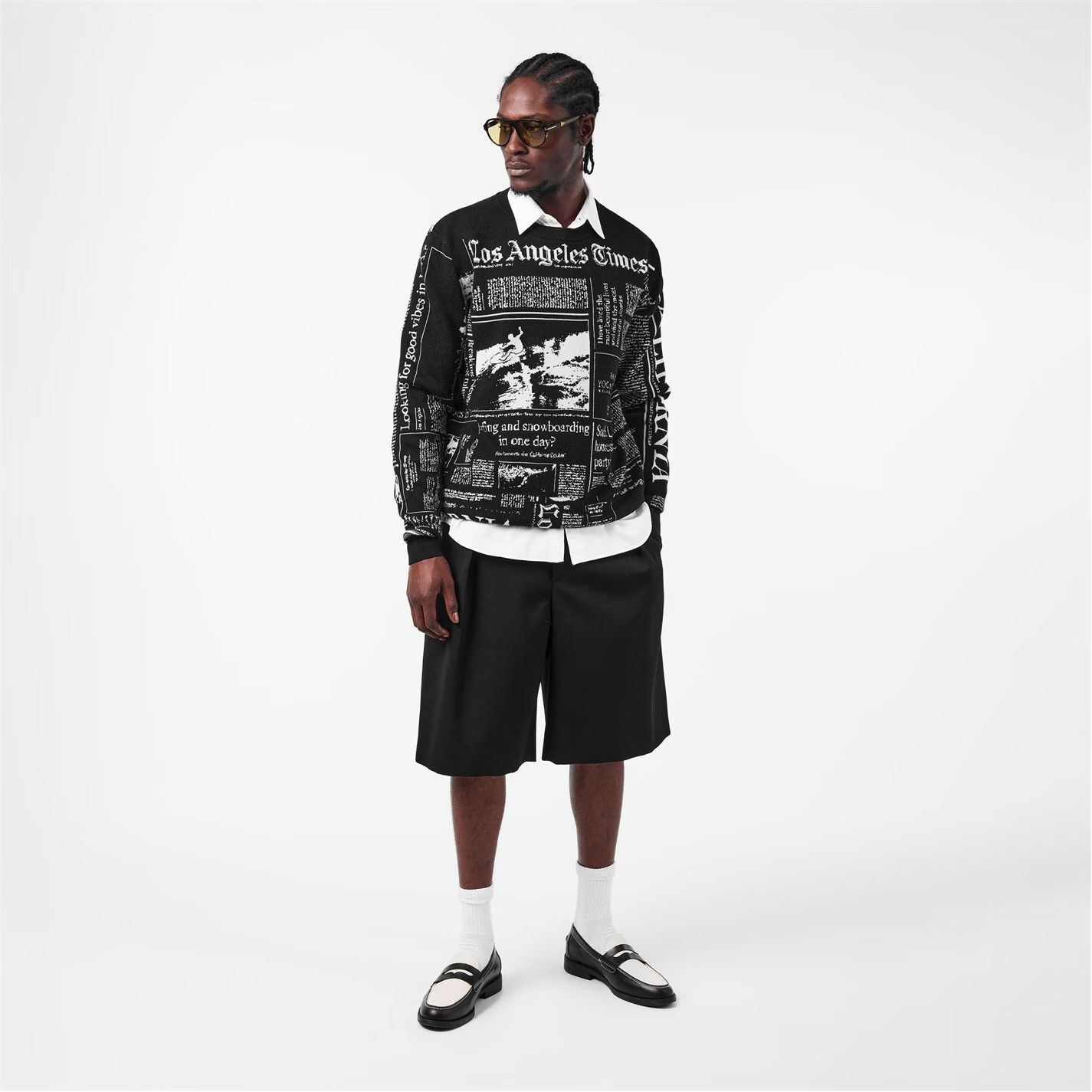 Palm Angels o1g2r1mq0426 Times News Sweater in Black Size US XL / EU 56 / 4 - 6 Thumbnail