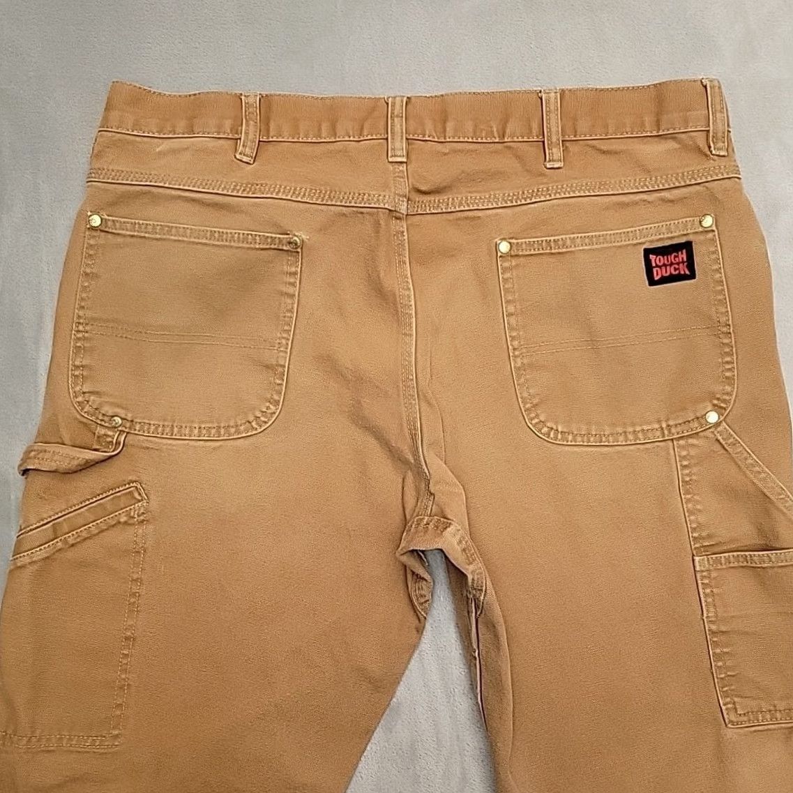Vintage Tough Duck Jeans Men 38x30 Brown Canvas Carpenter Cargo Utility Pocket Workwear Size US 38 / EU 54 - 7 Thumbnail
