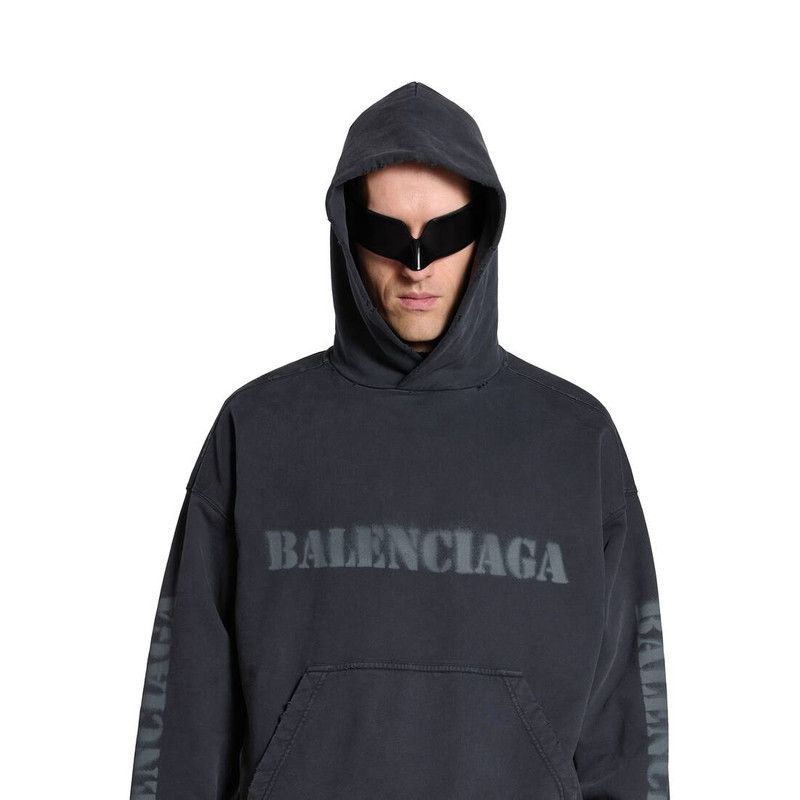 Balenciaga o1bcso1str0226 Stencil Type Hoodie Medium Fit In Black Size US M / EU 48-50 / 2 - 5 Thumbnail