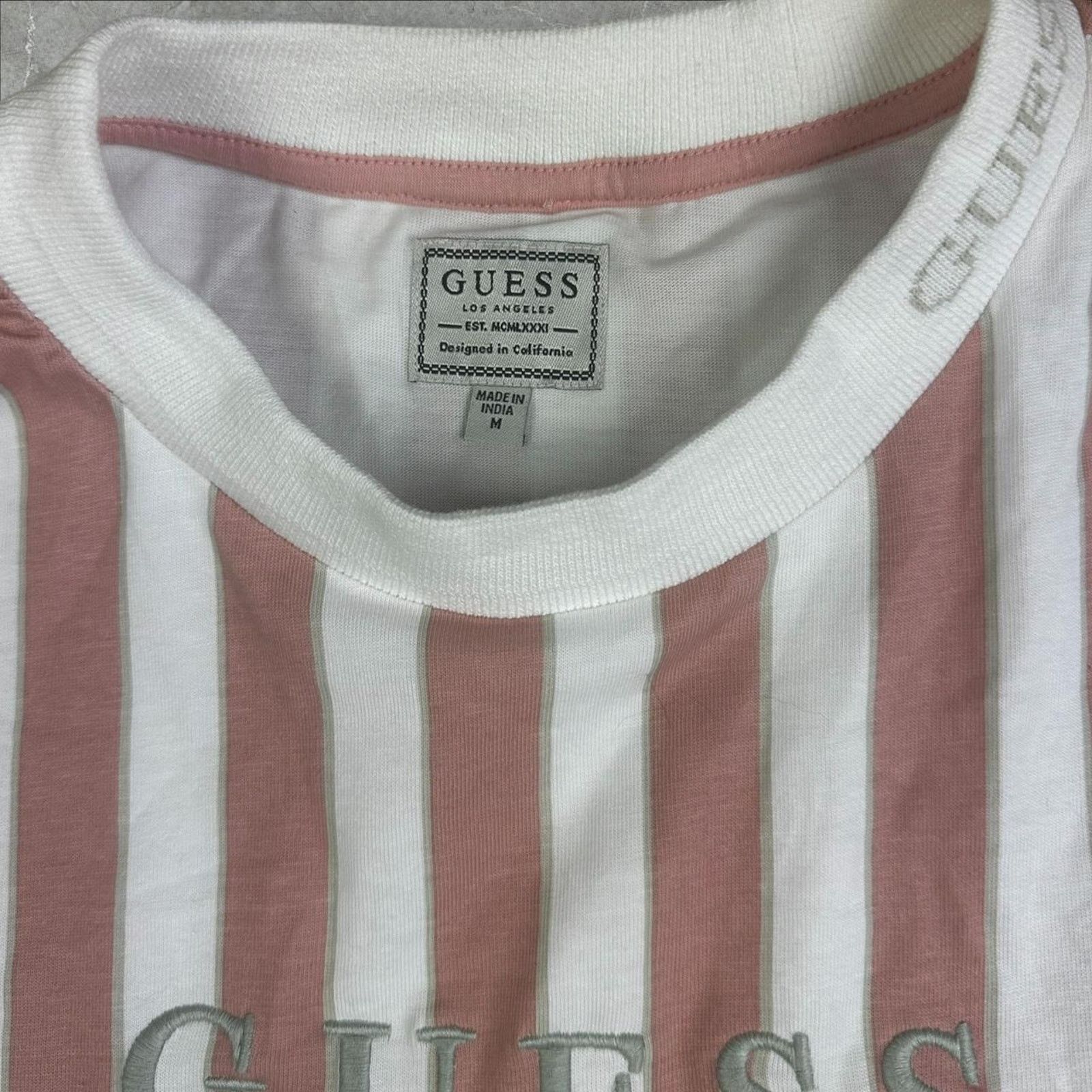 Guess GUESS Pink Striped Long Sleeve T-Shirt SIZE MEDIUM Size US M / EU 48-50 / 2 - 3 Thumbnail