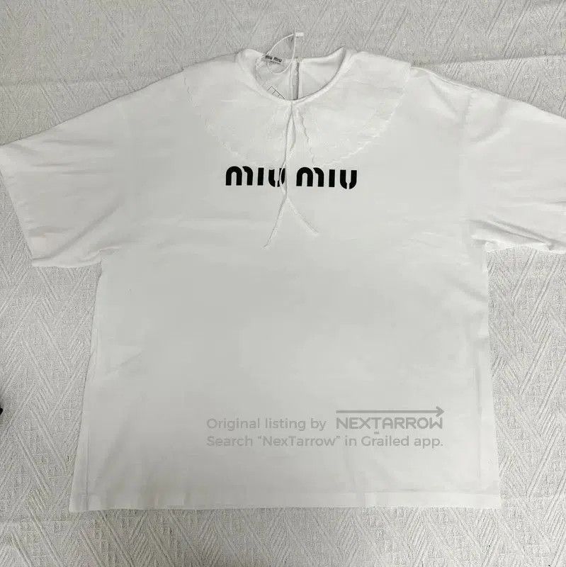 Miu Miu Miu Miu Summer White Logo T-Shirt . Size M / US 6-8 / IT 42-44 - 7 Thumbnail