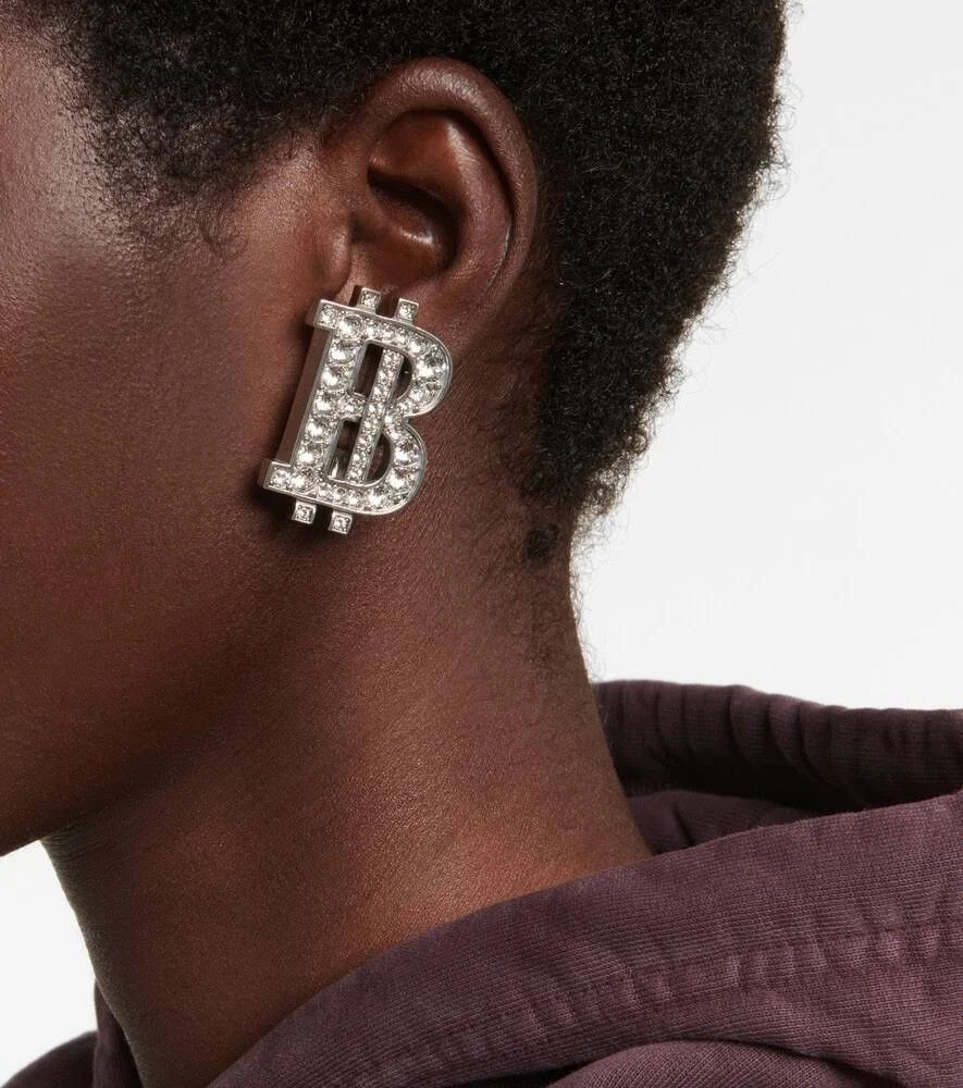 Balenciaga o1srvl11e1124 Size: OS / B-Coin Earrings in Silver Size ONE SIZE - 2 Thumbnail