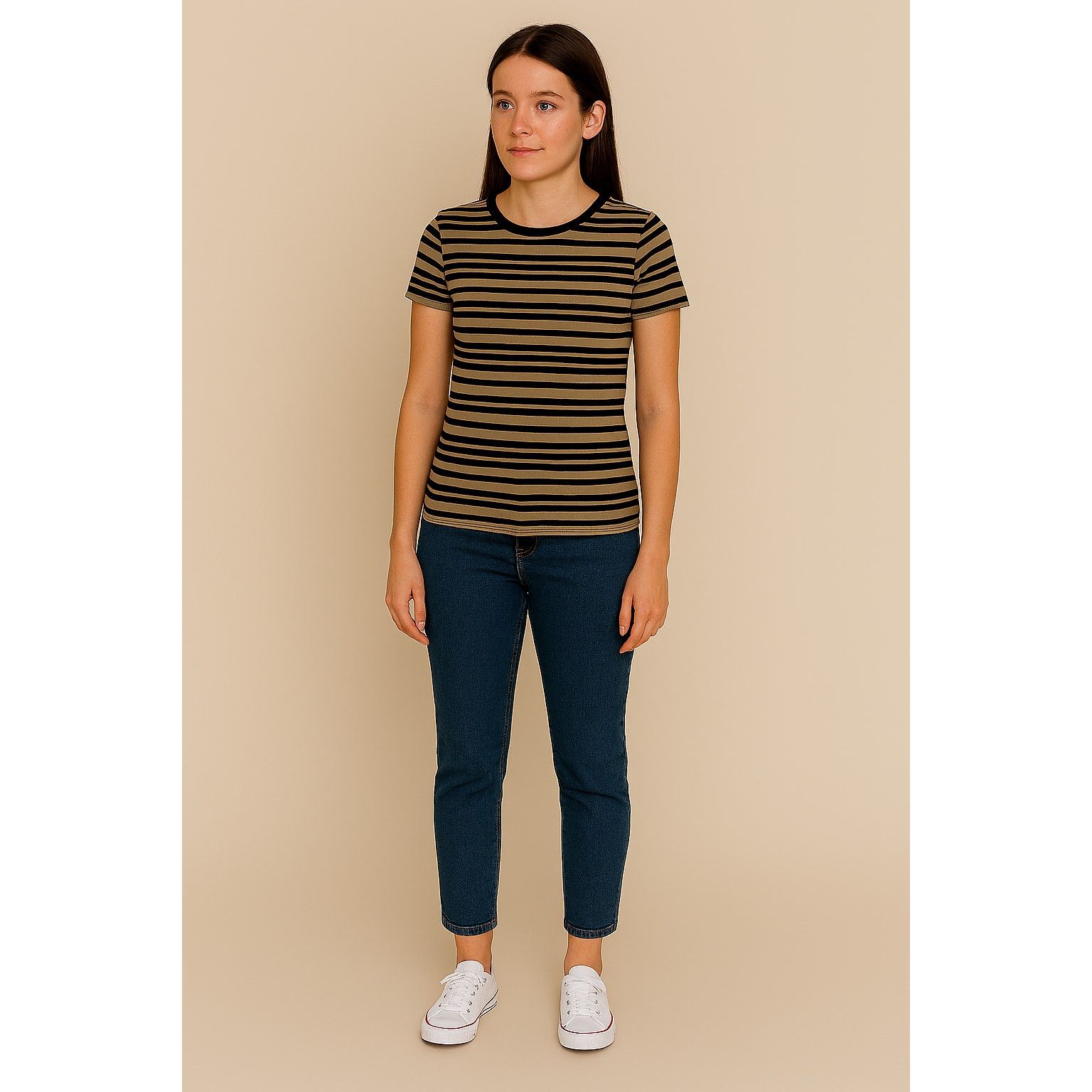 Other LuLaRoe Tan and Black Stripe Irma Shirt Top Blouse Tunic XXS Size XXS / US 00 / IT 34 - 1 Thumbnail