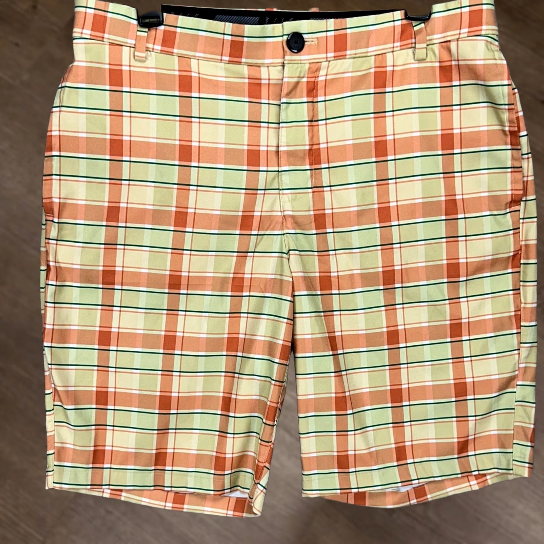 Nike Nike Golf Mens Chino Shorts 33 Yellow Plaid Flat Front Pockets Slim Fit Athletic Casual Shorts Size US 33 - 1 Thumbnail