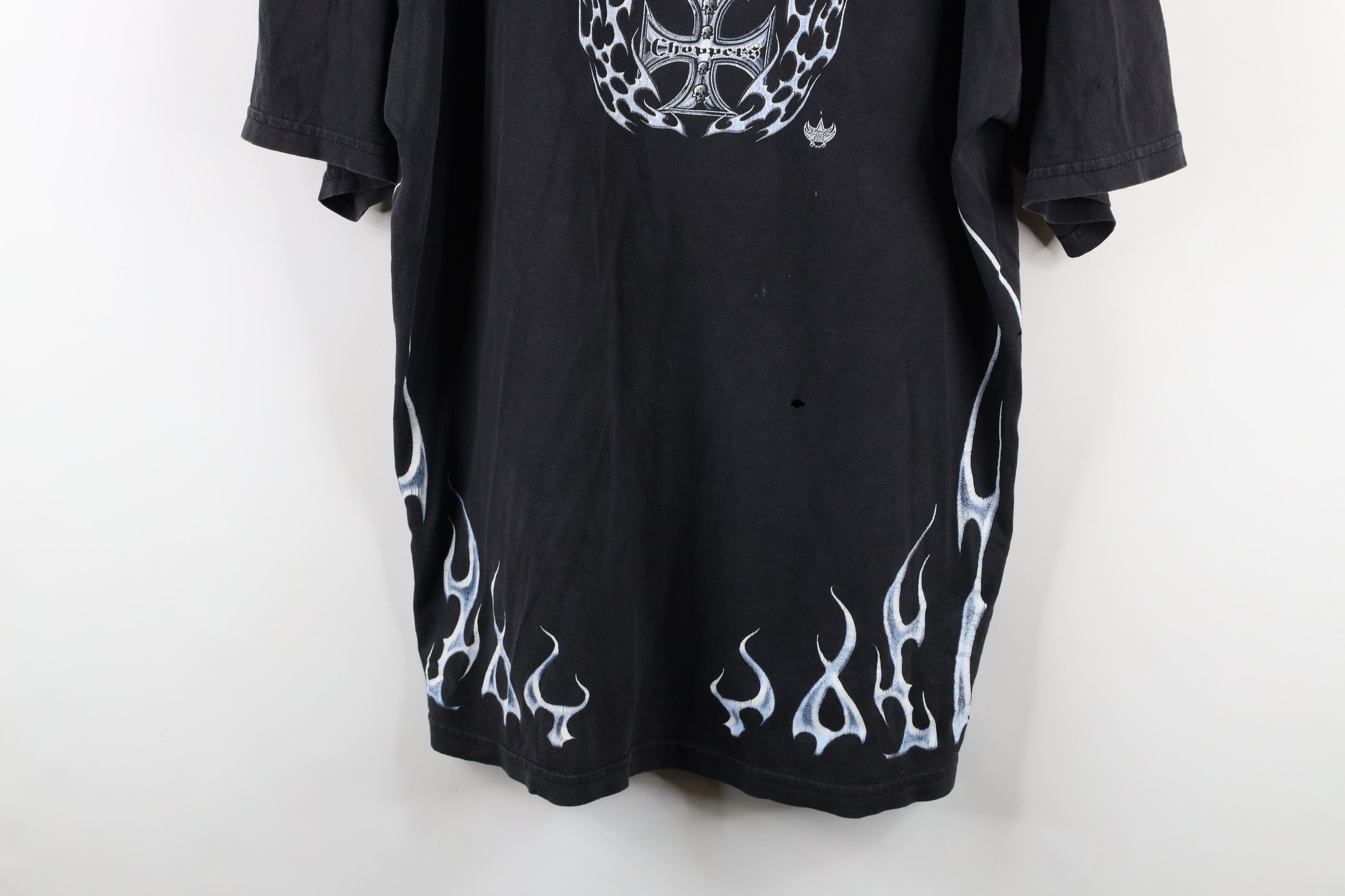 Vintage Vintage 90s Y2K Streetwear Cross Tribal Fire Flames T-Shirt Size US XL / EU 56 / 4 - 3 Thumbnail