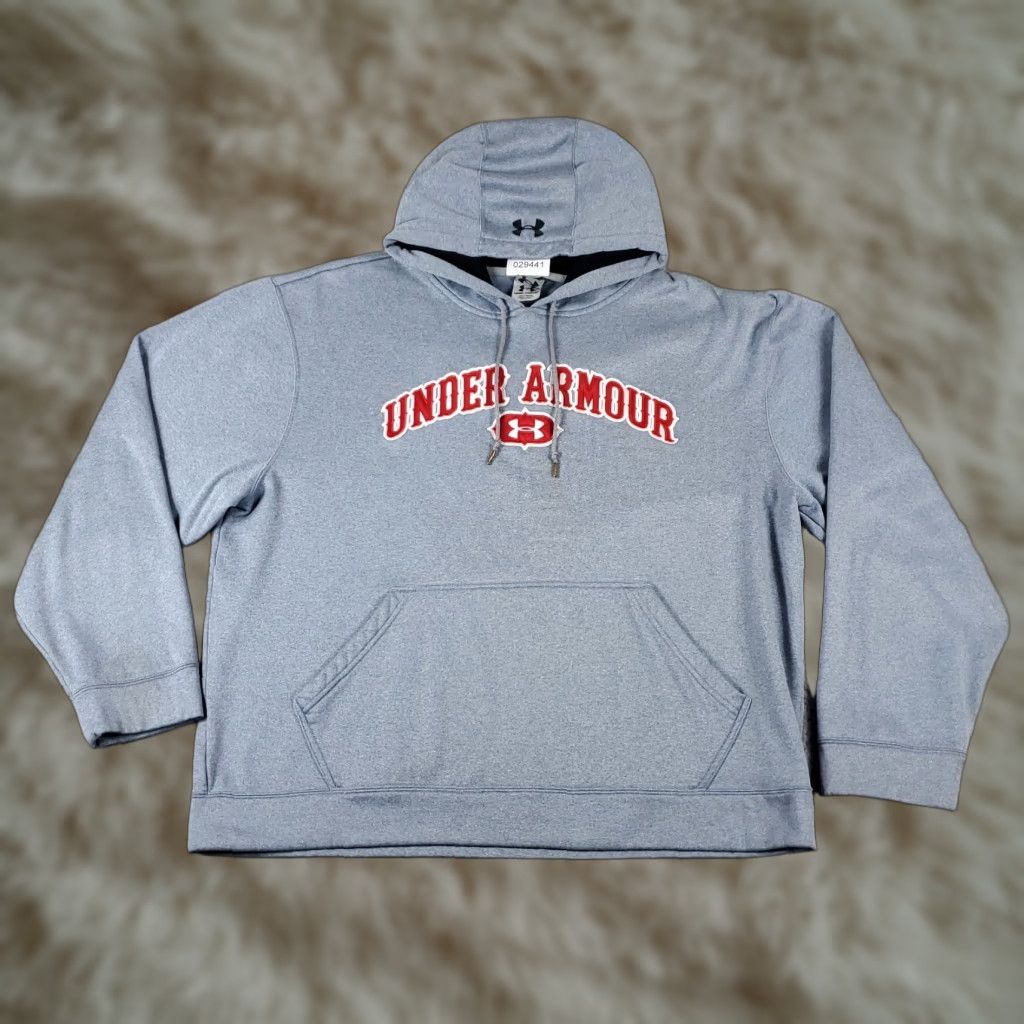 Under Armour Under Armour Hoodie Mens L Blue Pullover Mock Neck Sweatshirt Shirt Sweater Casual/All Seasons Sports Logo Size US L / EU 52-54 / 3 - 1 Thumbnail