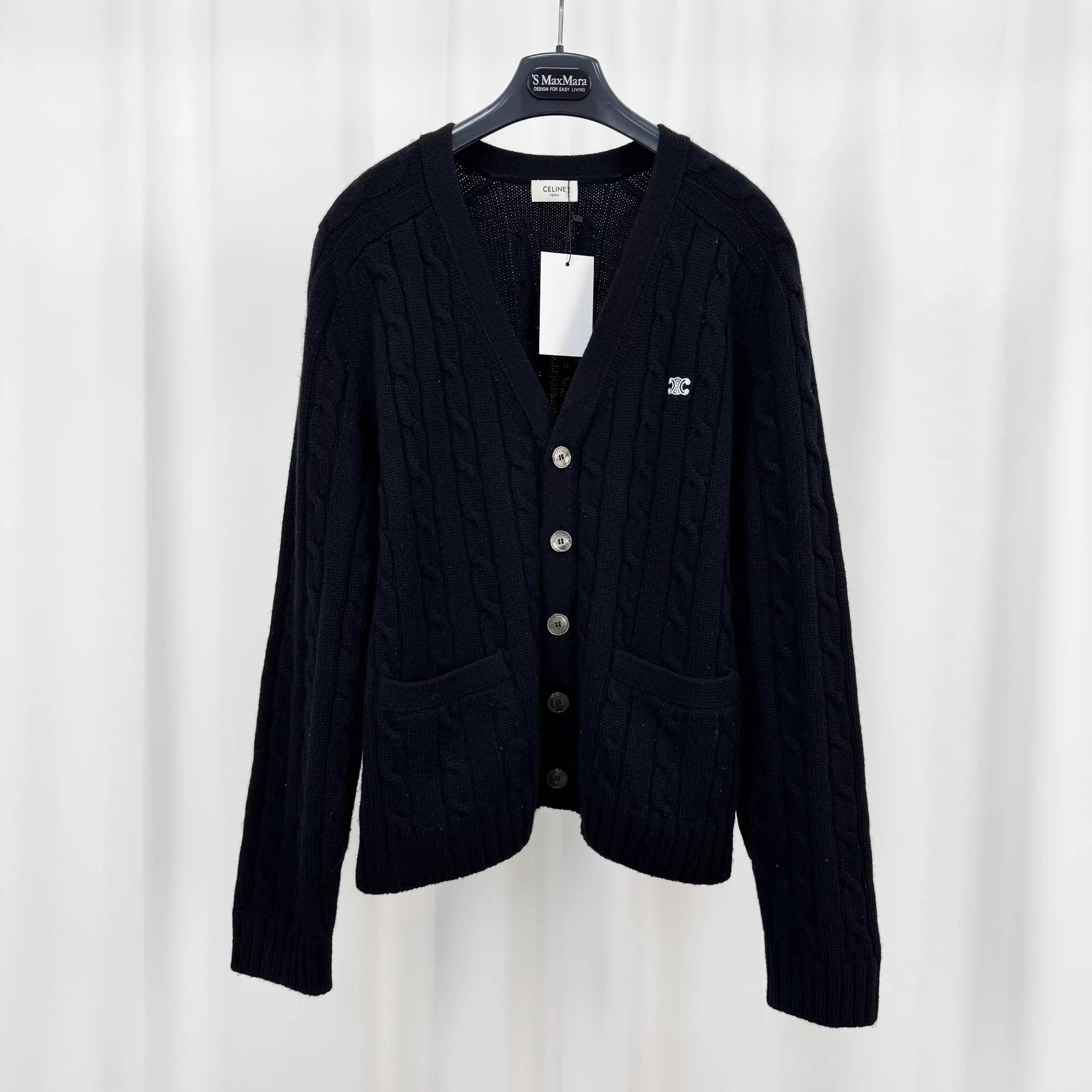Celine Celine 25ss Arc leather cable cashmere cardigan M 99new Size M / US 6-8 / IT 42-44 - 1 Thumbnail
