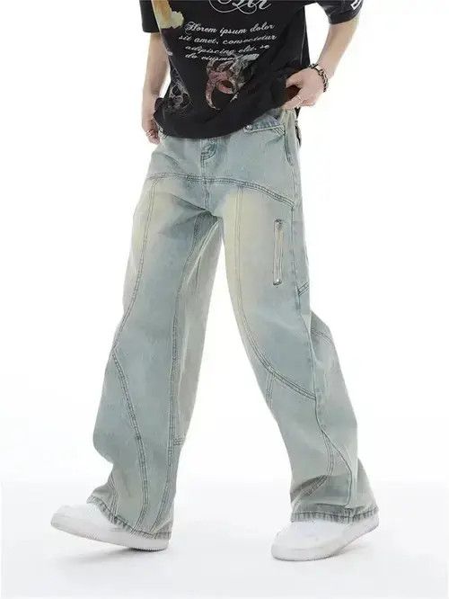 Jean Y2K Topstitched Straight-leg Jeans Size US 28 / EU 44 - 3 Thumbnail