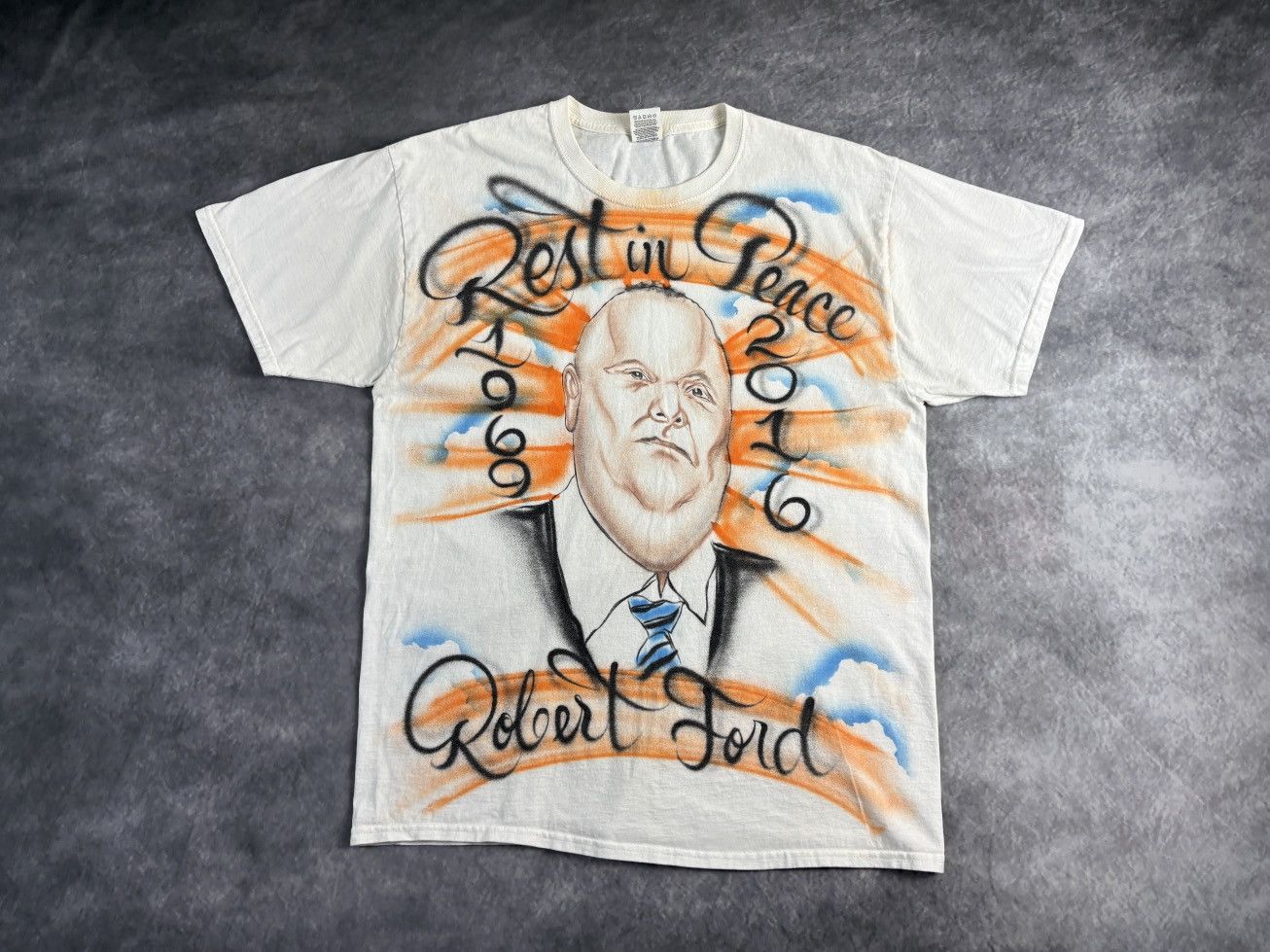 Other 2016 RIP Rob Ford Tee Shirt Custom Air Brush Painted Toronto Size US L / EU 52-54 / 3 - 7 Thumbnail