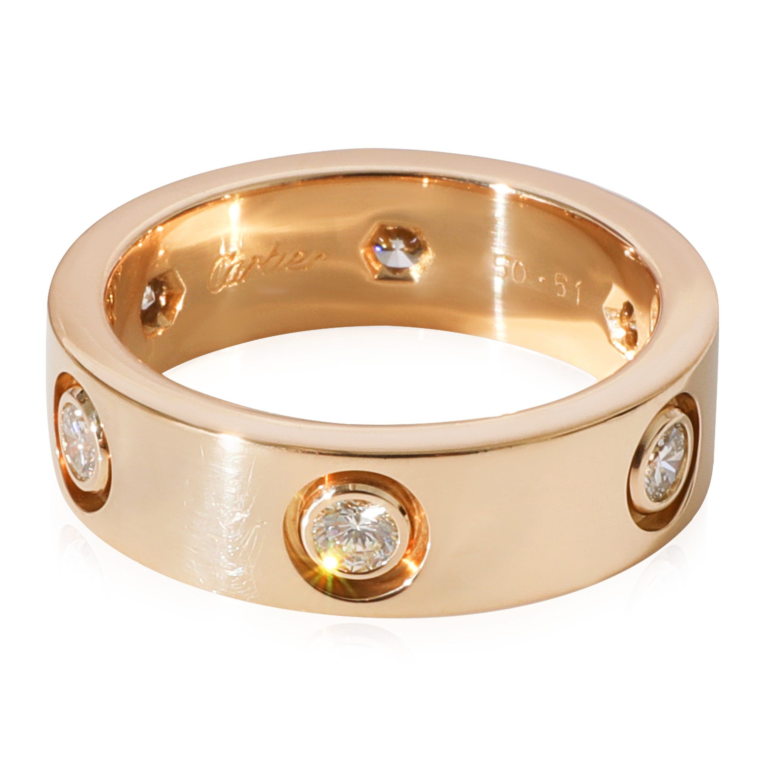 image of Cartier Love Diamond Ring In 18K Yellow Gold 0.46 Ctw, Women's