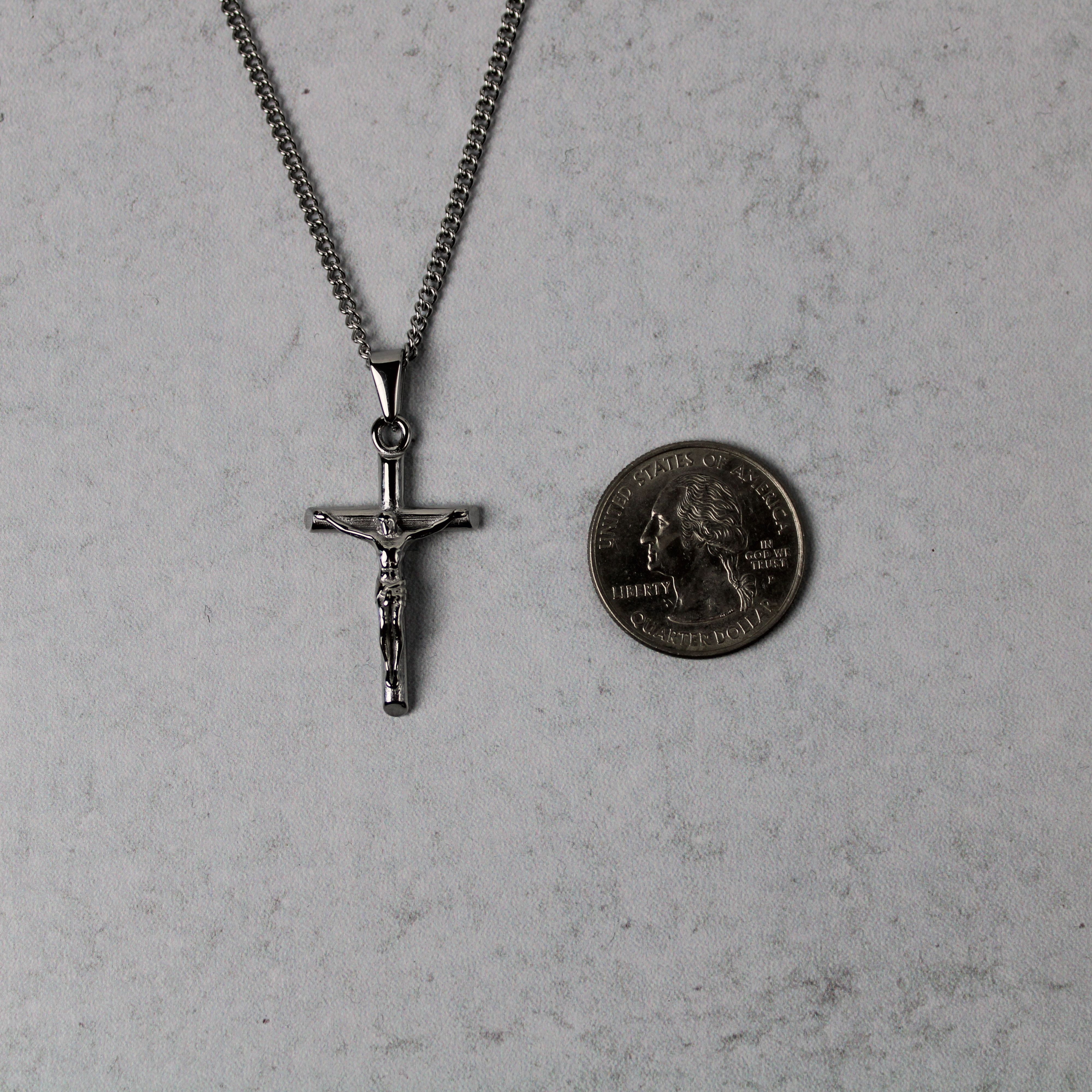 Jewelry Silver Crucifix Cross Pendant Chain Necklace Size ONE SIZE - 4 Thumbnail