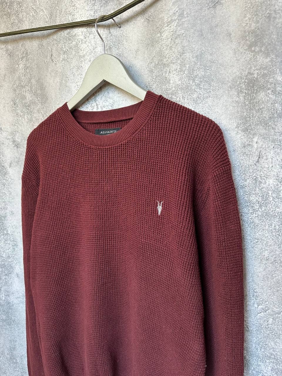 Allsaints ALLSAINTS Rias Crew Waffle Knit Sweater Burgundy Pullover Size US L / EU 52-54 / 3 - 6 Thumbnail