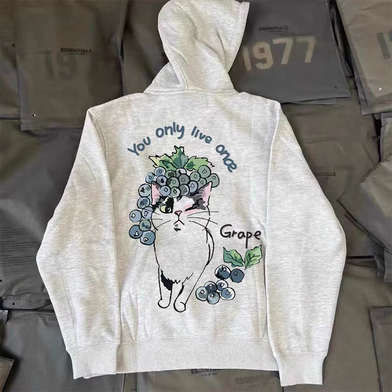 Japanese Brand × Vintage Grapes Kitten Print Gray Vintage Hoodie Size US L / EU 52-54 / 3 - 1 Thumbnail