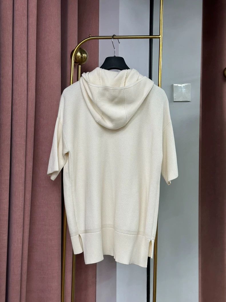 Loro Piana LORO PIANA White hooded zip-up jacket short sleeve top Size XS / US 0-2 / IT 36-38 - 4 Thumbnail