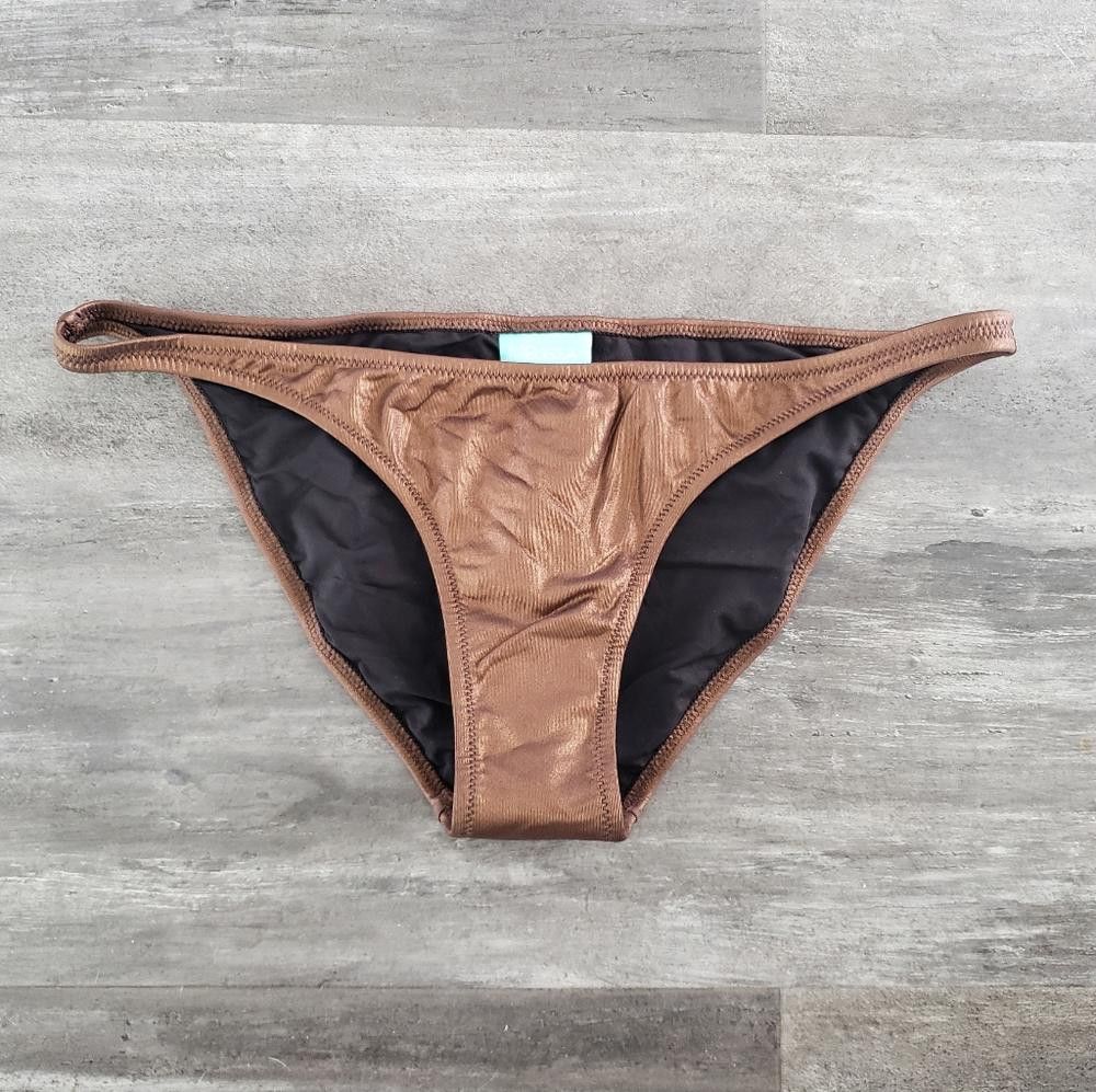 Designer Bronze Metallic Acapulco MO Bikini Bottoms Size ONE SIZE - 1 Thumbnail