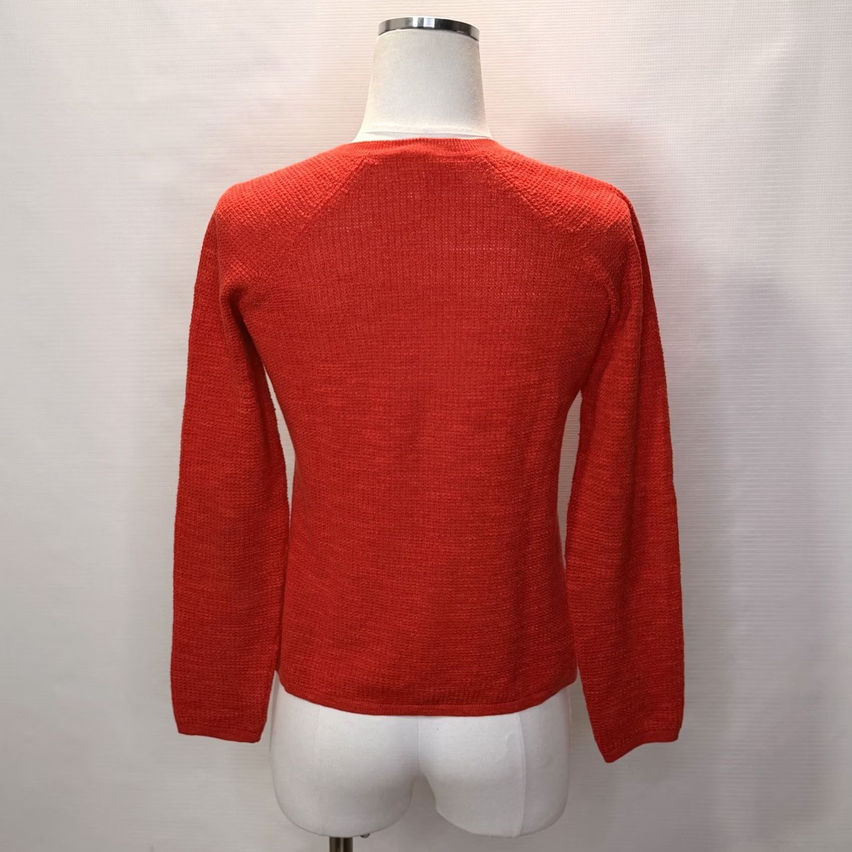 Eileen Fisher VINTAGE Eileen Fisher Sweater Womens PP/PTP Red V-Neck Knit Pullover Linen Cotton Petite Raglan Sleeve Size XXS / US 00 / IT 34 - 3 Thumbnail