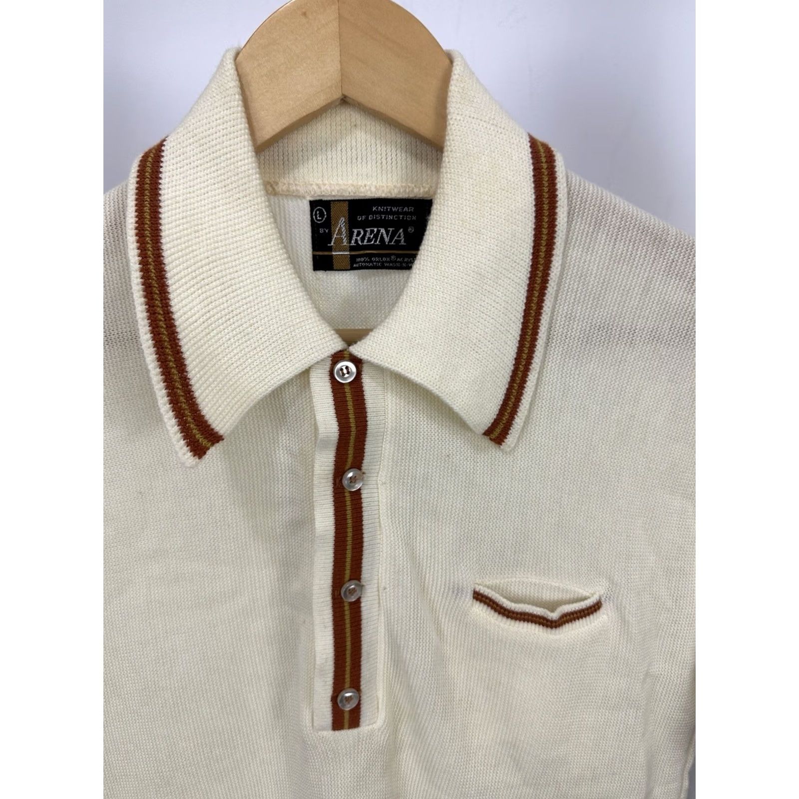 Vintage VINTAGE Arena Rockabilly Orlon Polo Shirt L 60s Cream Mens Size US L / EU 52-54 / 3 - 4 Thumbnail