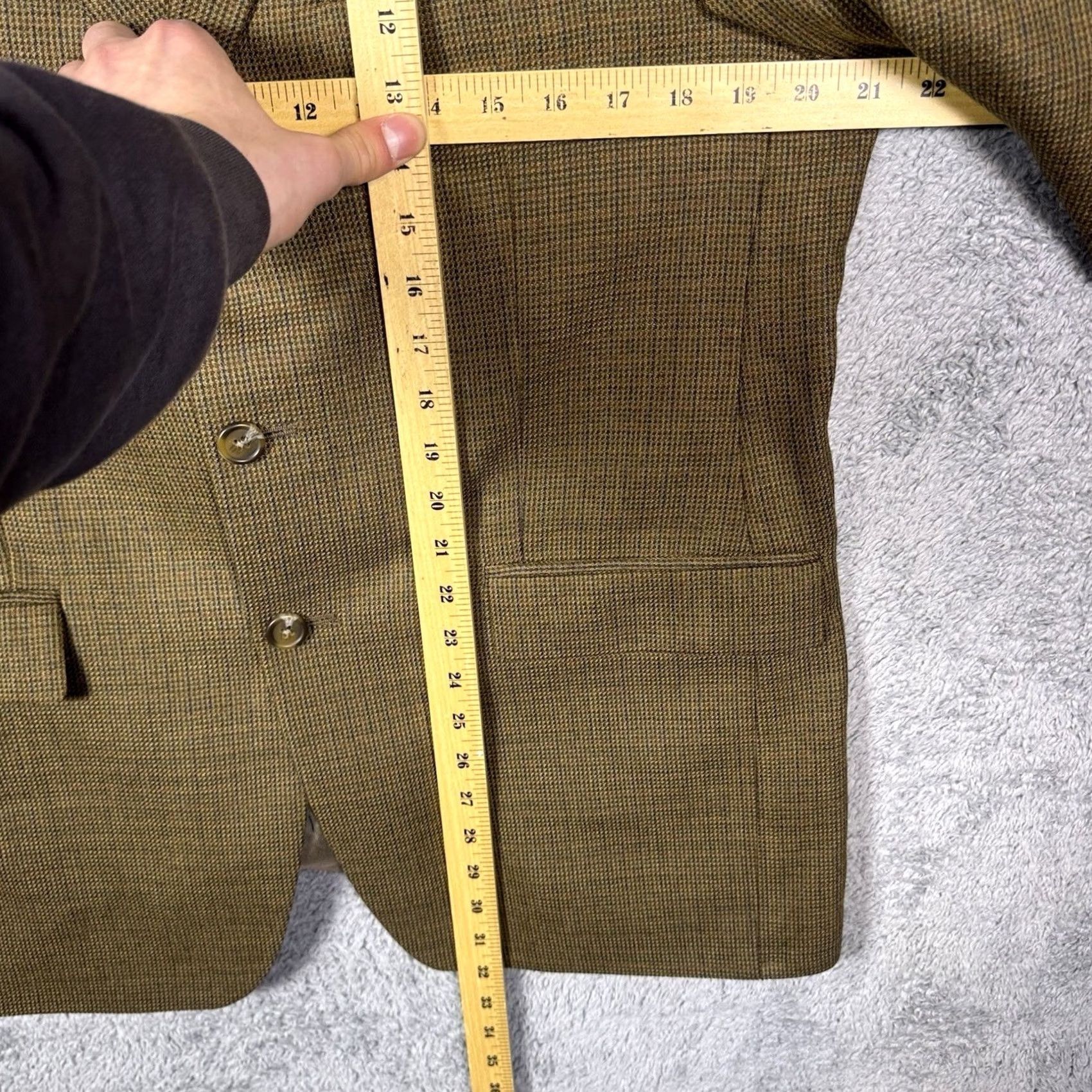 Ralph Lauren Ralph Lauren Blazer Mens 40R 3 Button Houndstooth 100% Lambswool Woolmark Brown Size 40R - 7 Thumbnail