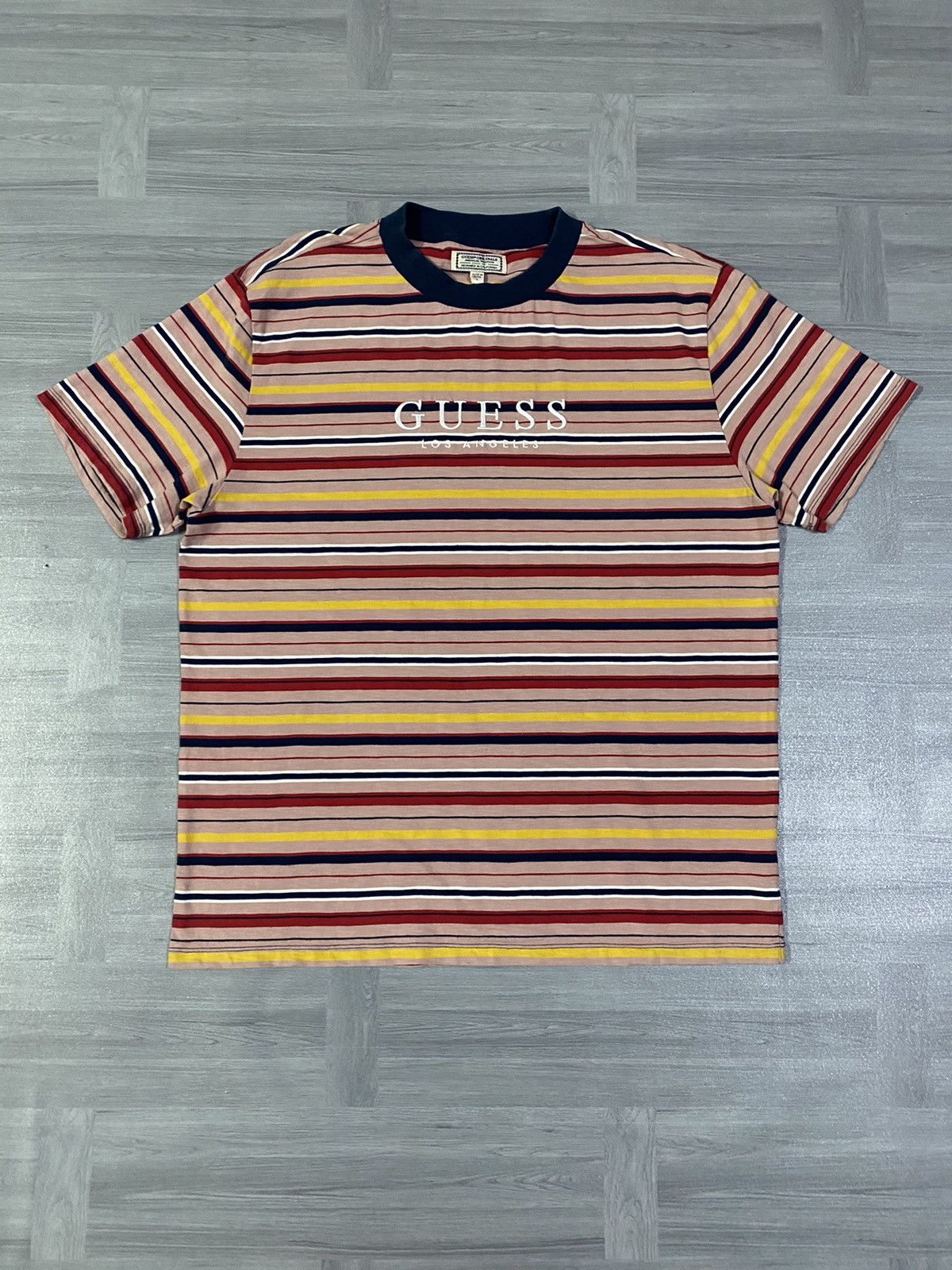Guess Vintage Guess Los Angeles Striped Knit T-shirt Size US L / EU 52-54 / 3 - 1 Thumbnail