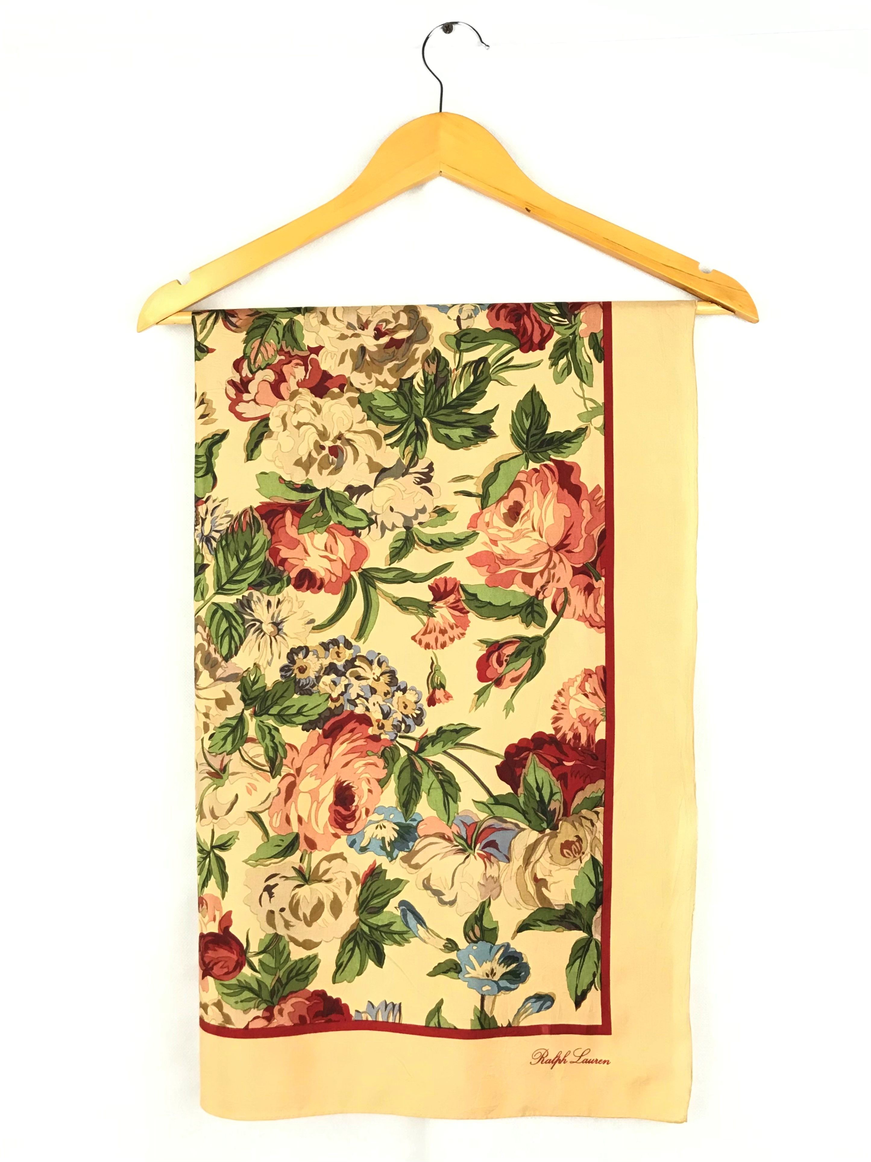 Ralph Lauren RL602 Vintage Ralph Lauren Silk Scarf Shawl Designer Scarf Size ONE SIZE - 2 Thumbnail