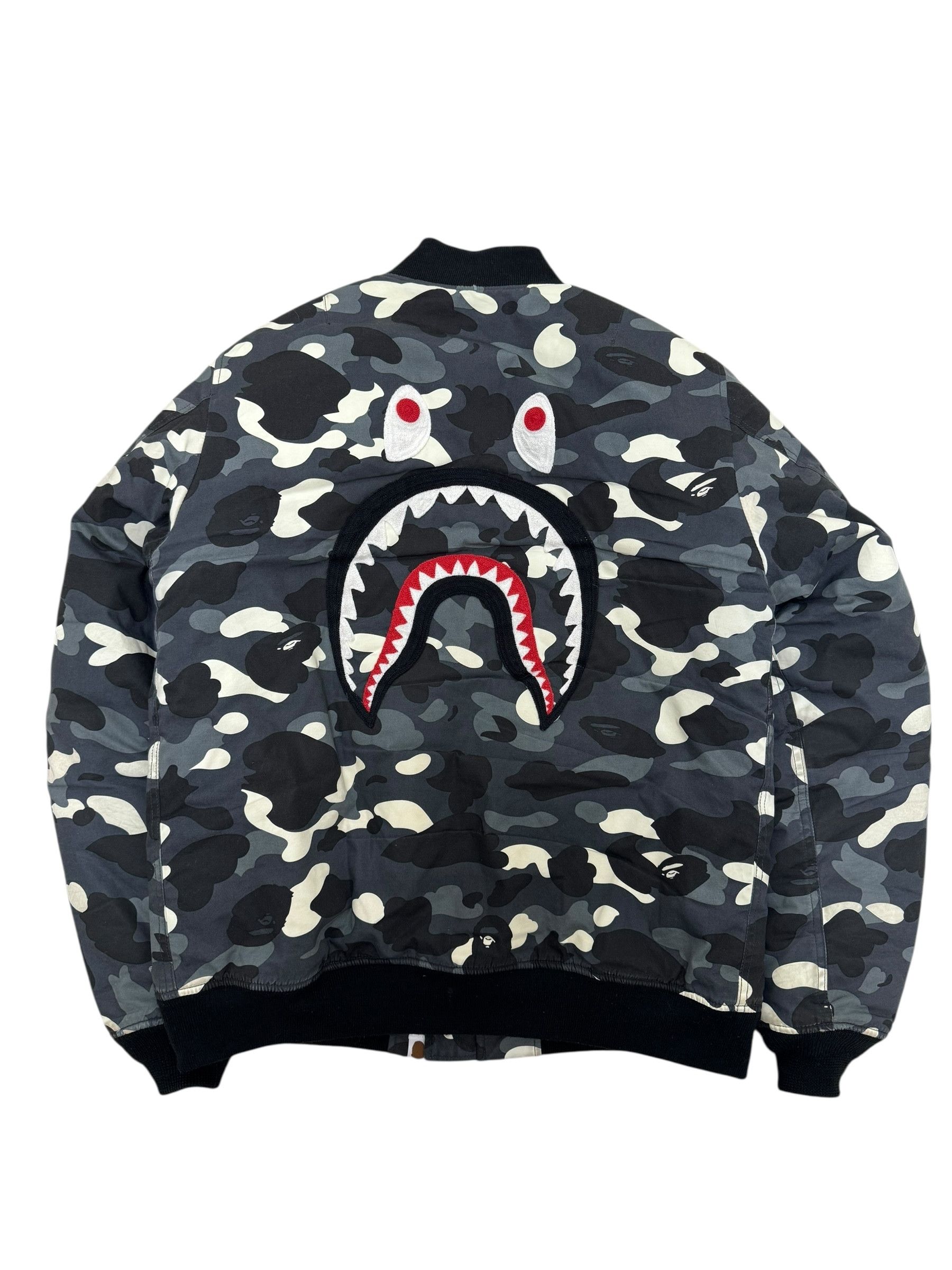 Bape Bape Grey Camo Shark Bomber Jacket Size US L / EU 52-54 / 3 - 2 Thumbnail