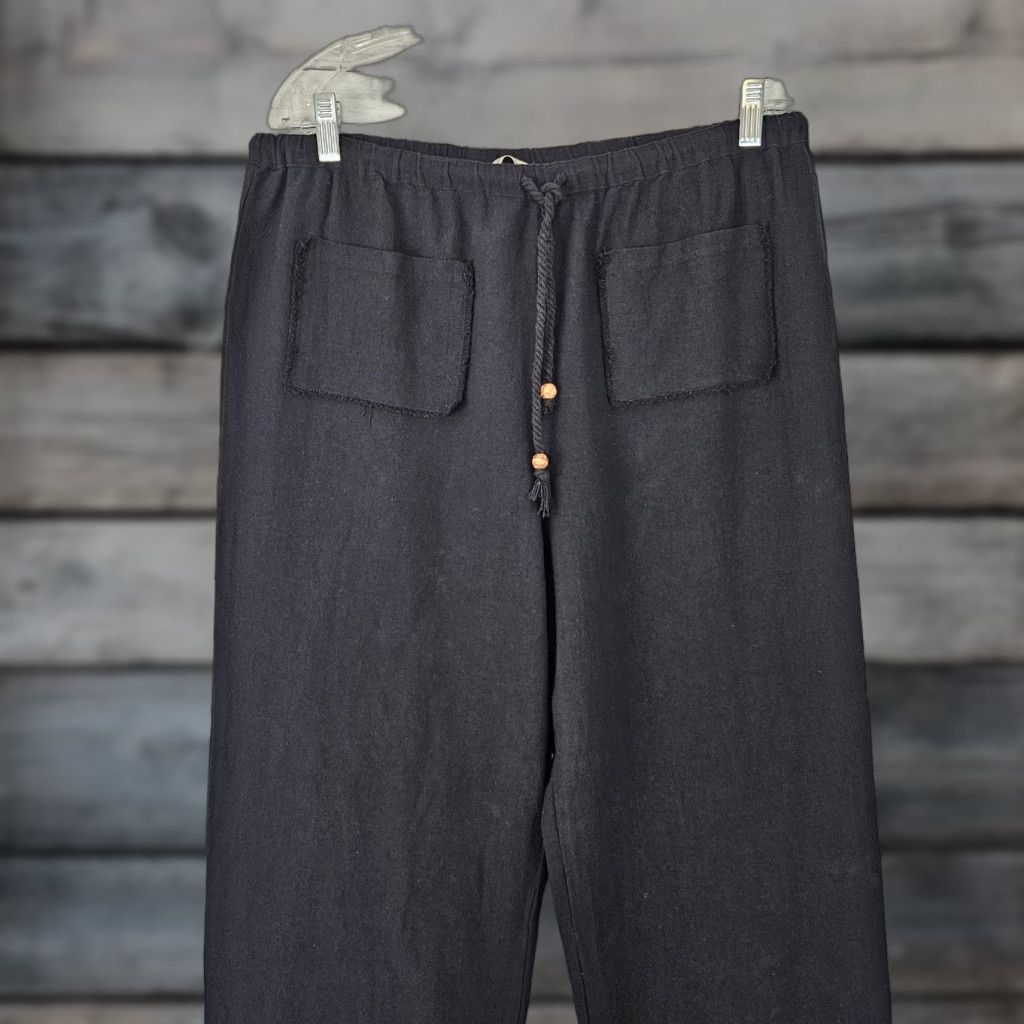 Soft Surroundings Soft Surroundings Womens Pants Pull On Black Medium Cotton High Rise Casual Straight Front Slim Fit Size 32" / US 10 / IT 46 - 1 Thumbnail