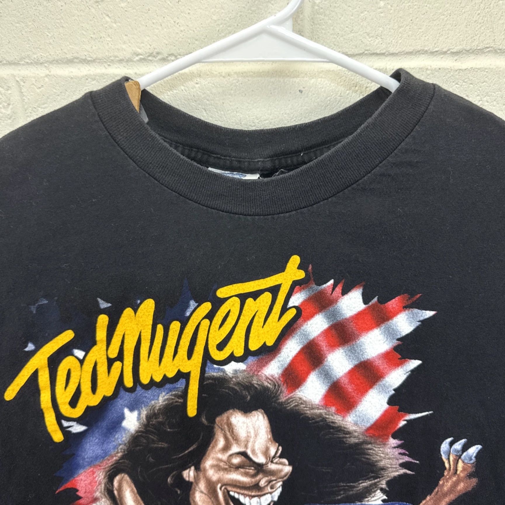 Vintage VINTAGE Winterland 90s Ted Nugent Whiplash Bash XL Black Censored T-Shirt Size US XL / EU 56 / 4 - 5 Thumbnail