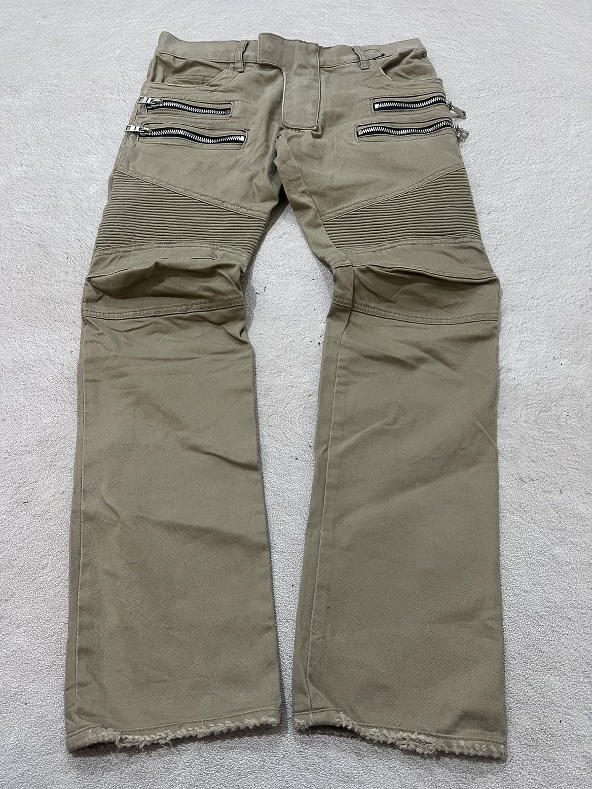 Balmain Balmain T551 B702 stretch bellow biker denim shorts green