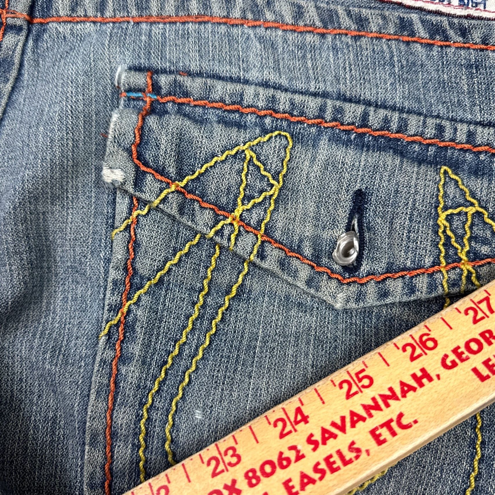 True Religion True Religion Jeans Men 42x34 Bobby Big T Thrashed Destroyed Denim Pants Denim Blue 5-Pocket Regular Fit Straight Mid Rise Jeans Mens Size US 42 / EU 58 - 6 Thumbnail