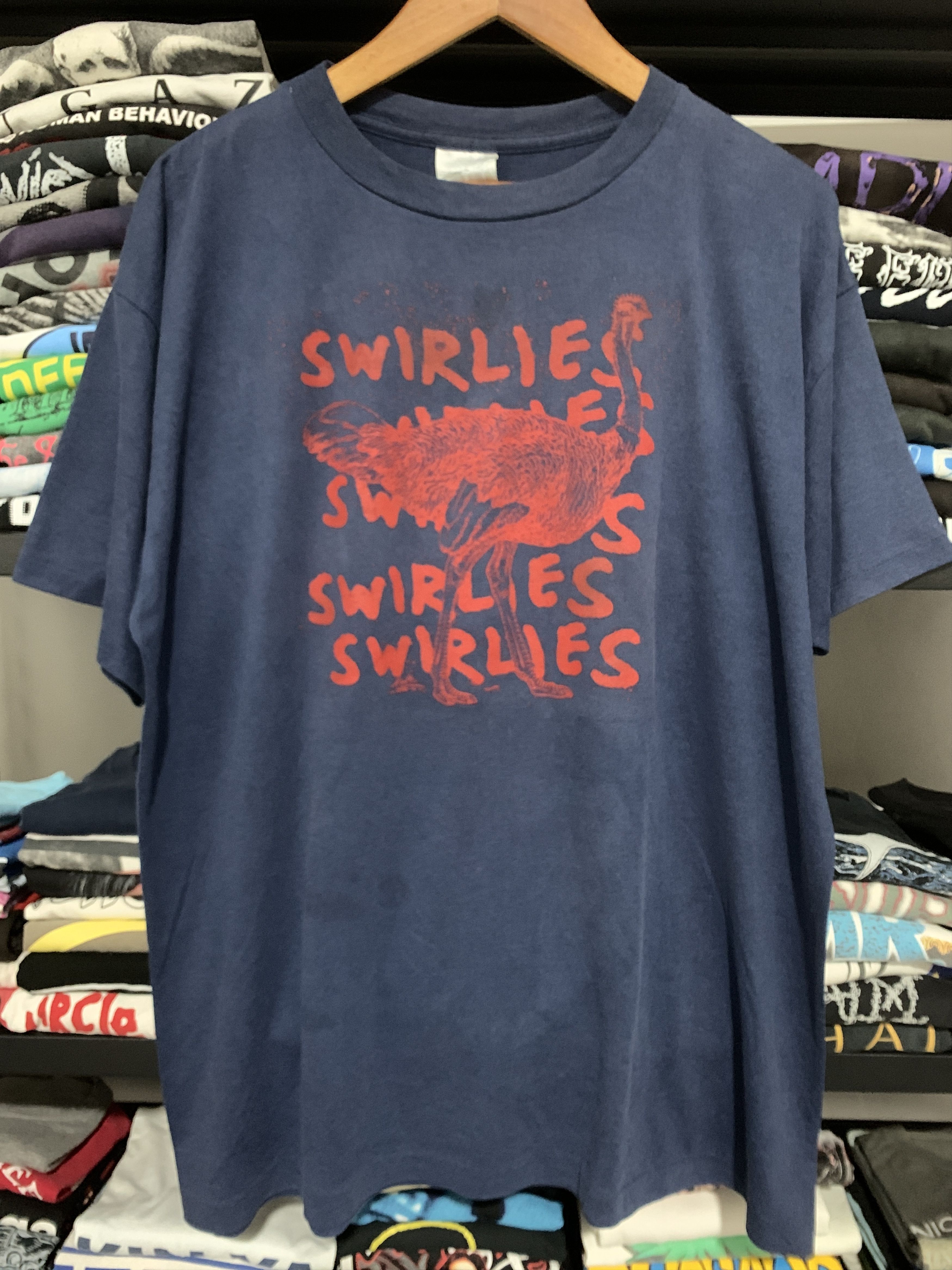 image of Band Tees x Rock T Shirt Swirlies VTG Single Stitch in Faded Blue, Men's (Size 2XL)