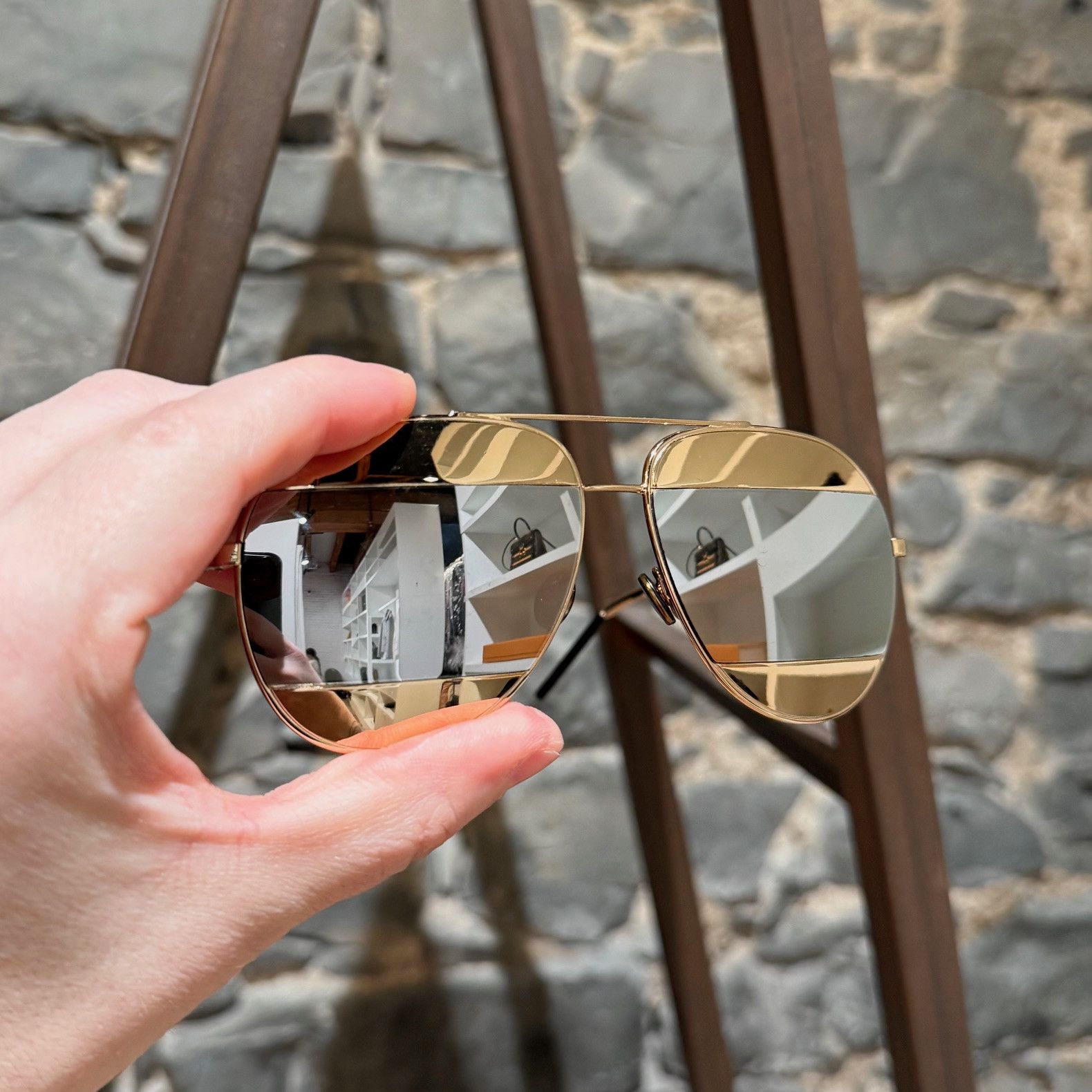Dior Dior DiorSplit Gold Mirror Aviator Sunglasses Size ONE SIZE - 3 Thumbnail