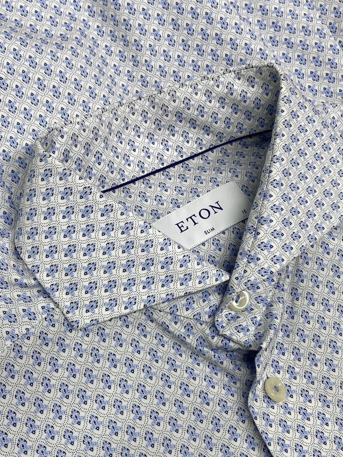Eton Eton Slim Fit Filigree Pattern Poplin Cotton Shirt Size US M / EU 48-50 / 2 - 12 Thumbnail