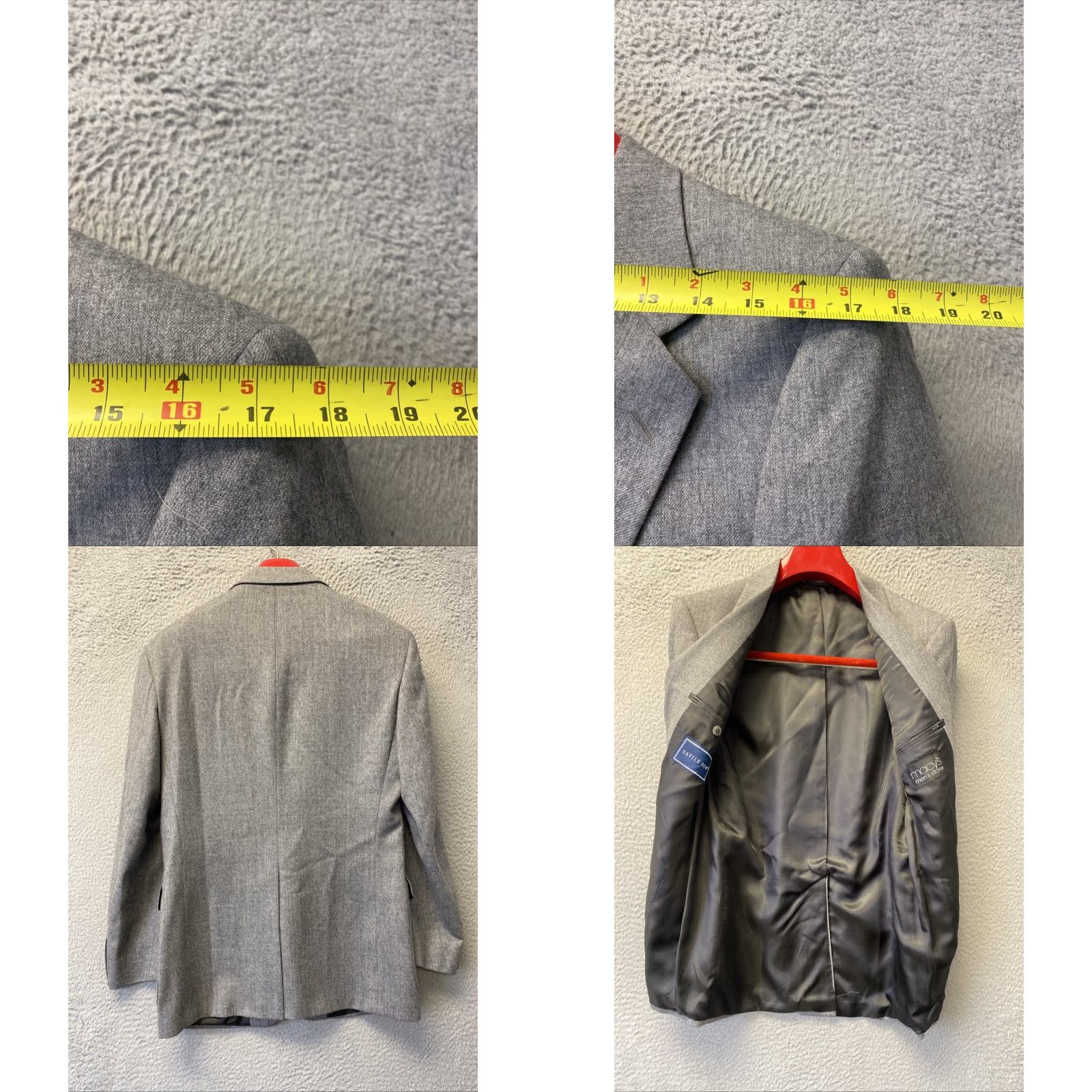 Vintage Macy’s Savile Row Pure Cotton Gray Blazer Jacket (38) / 120-17 Size 38R - 8 Thumbnail